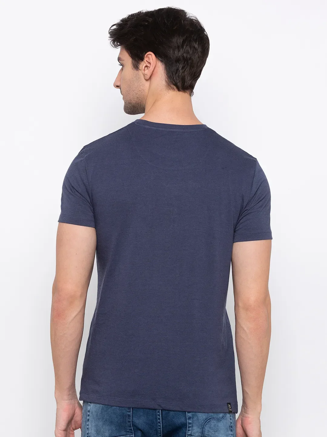 Blue Regular Fit Men's Short Sleeves T-Shirt by Being Human Clothing - Image 3