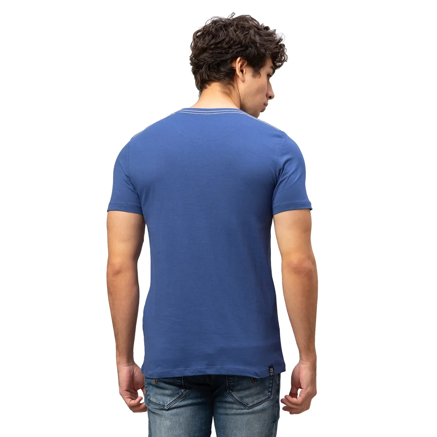 Blue Regular Fit Men's Short Sleeves T-Shirt by Being Human Clothing - Image 3