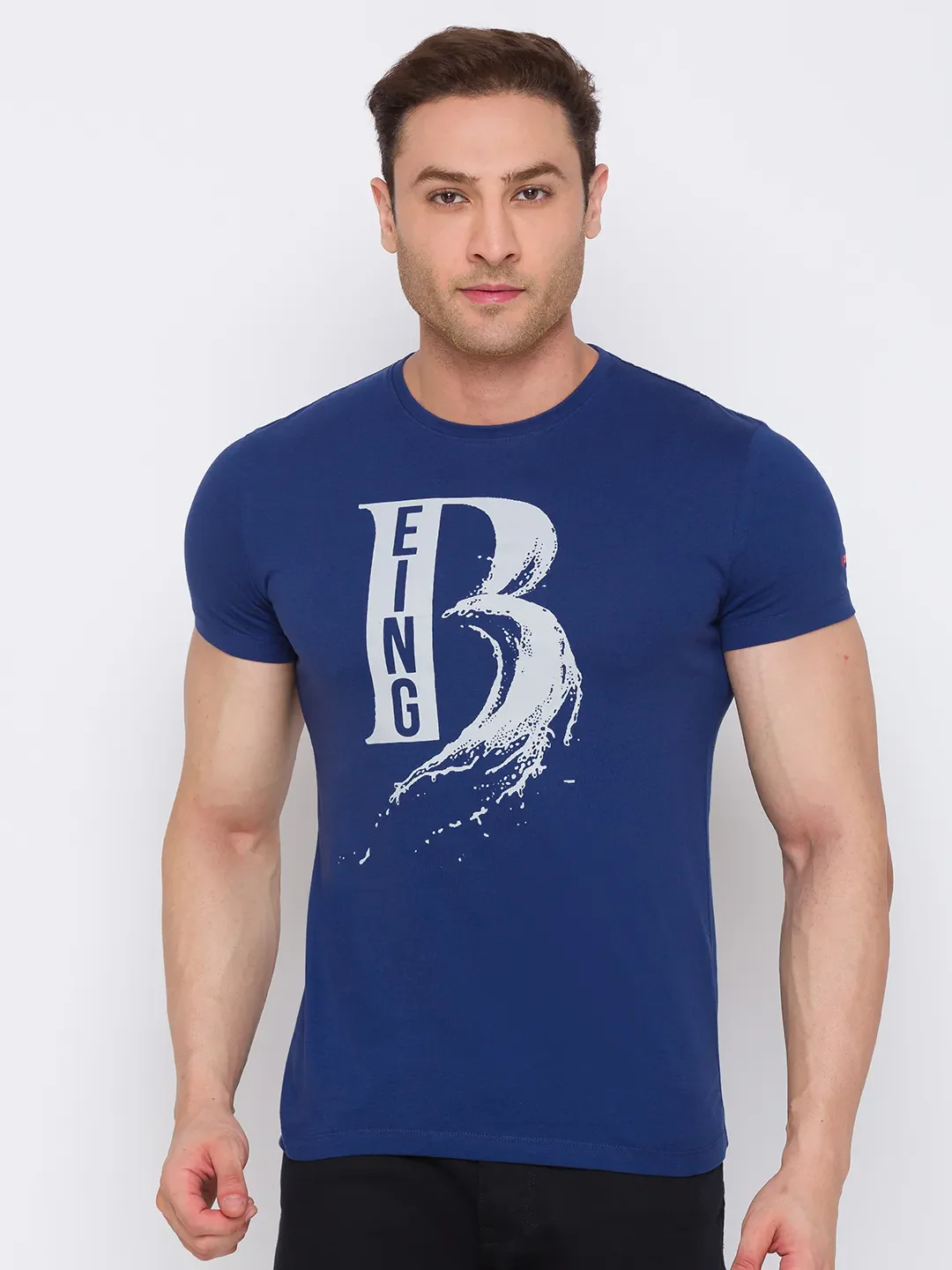 Blue Regular Fit Men's Short Sleeves T-Shirt by Being Human Clothing