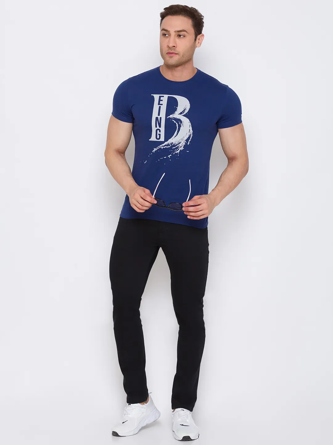 Blue Regular Fit Men's Short Sleeves T-Shirt by Being Human Clothing - Image 6