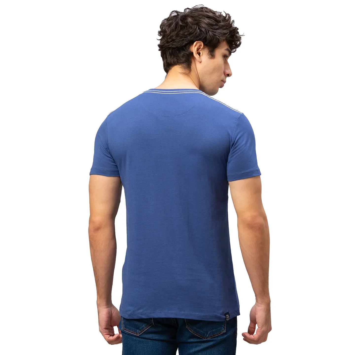 Blue Regular Fit Men's Short Sleeves T-Shirt by Being Human Clothing - Image 3