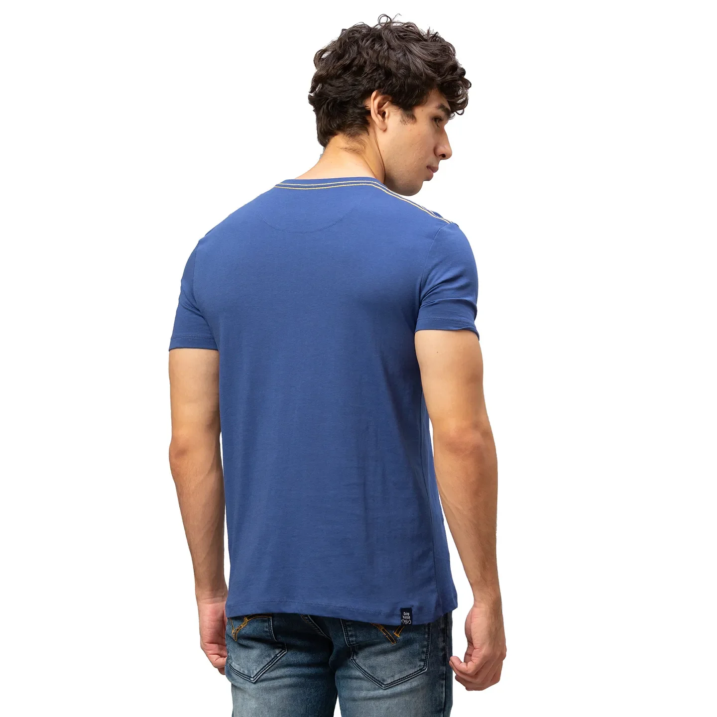 Blue Regular Fit Men's Short Sleeves T-Shirt by Being Human Clothing - Image 3