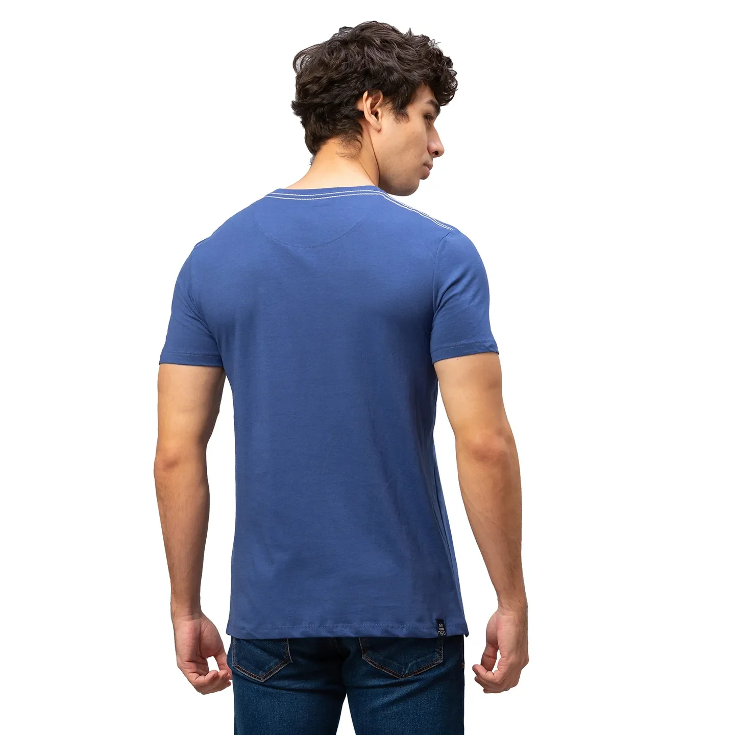Blue Regular Fit Men's Short Sleeves T-Shirt by Being Human Clothing - Image 3