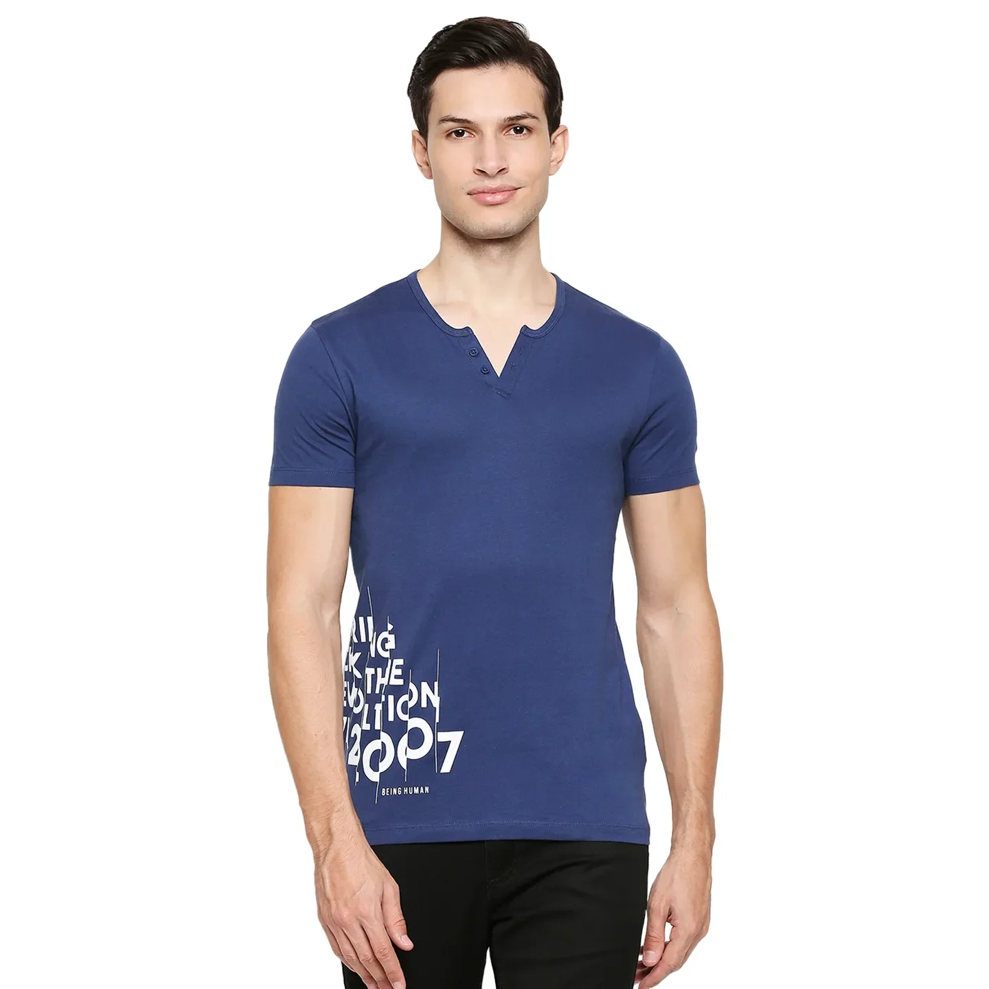Blue Regular Fit Men's Short Sleeves T-Shirt by Being Human Clothing