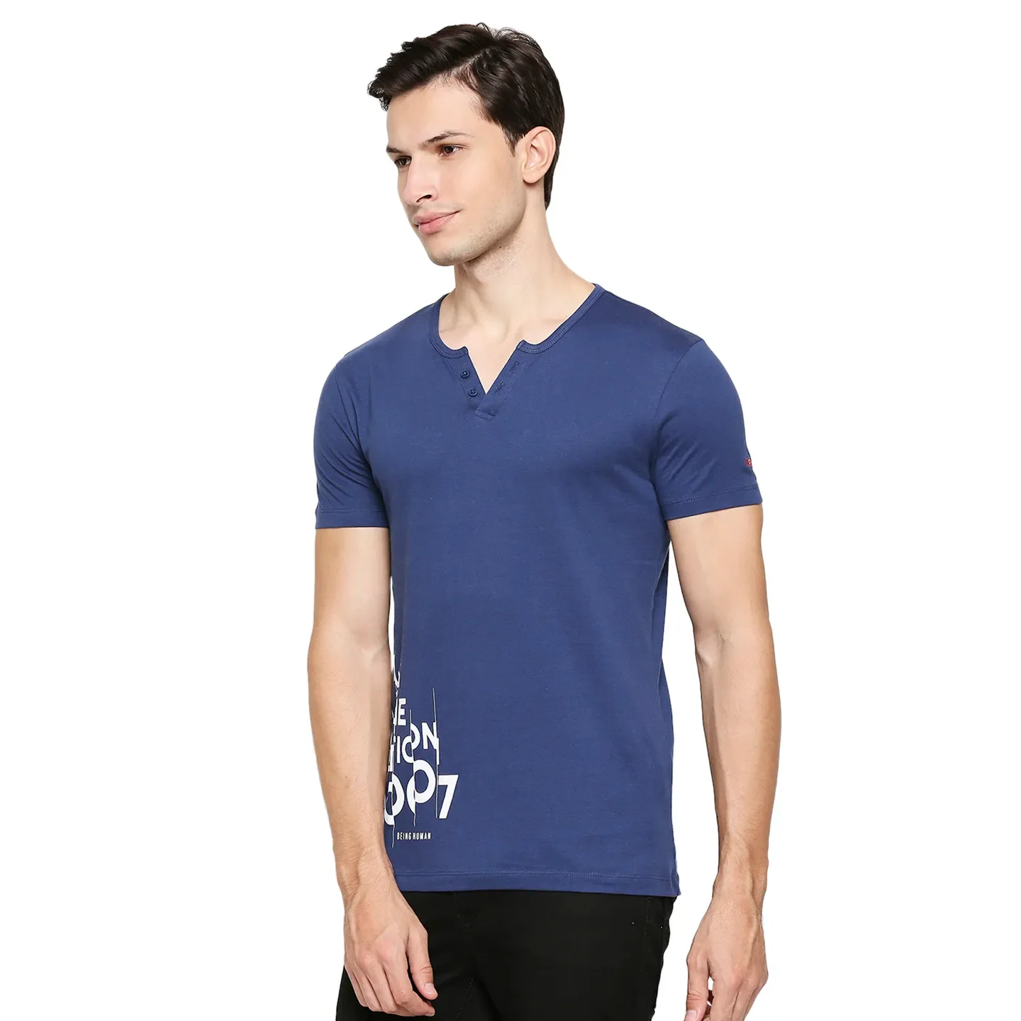 Blue Regular Fit Men's Short Sleeves T-Shirt by Being Human Clothing - Image 2