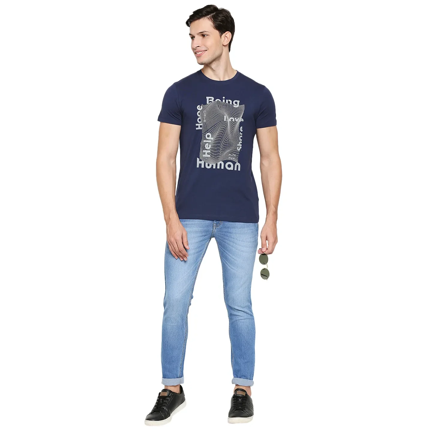 Blue Regular Fit Men's Short Sleeves T-Shirt by Being Human Clothing - Image 6