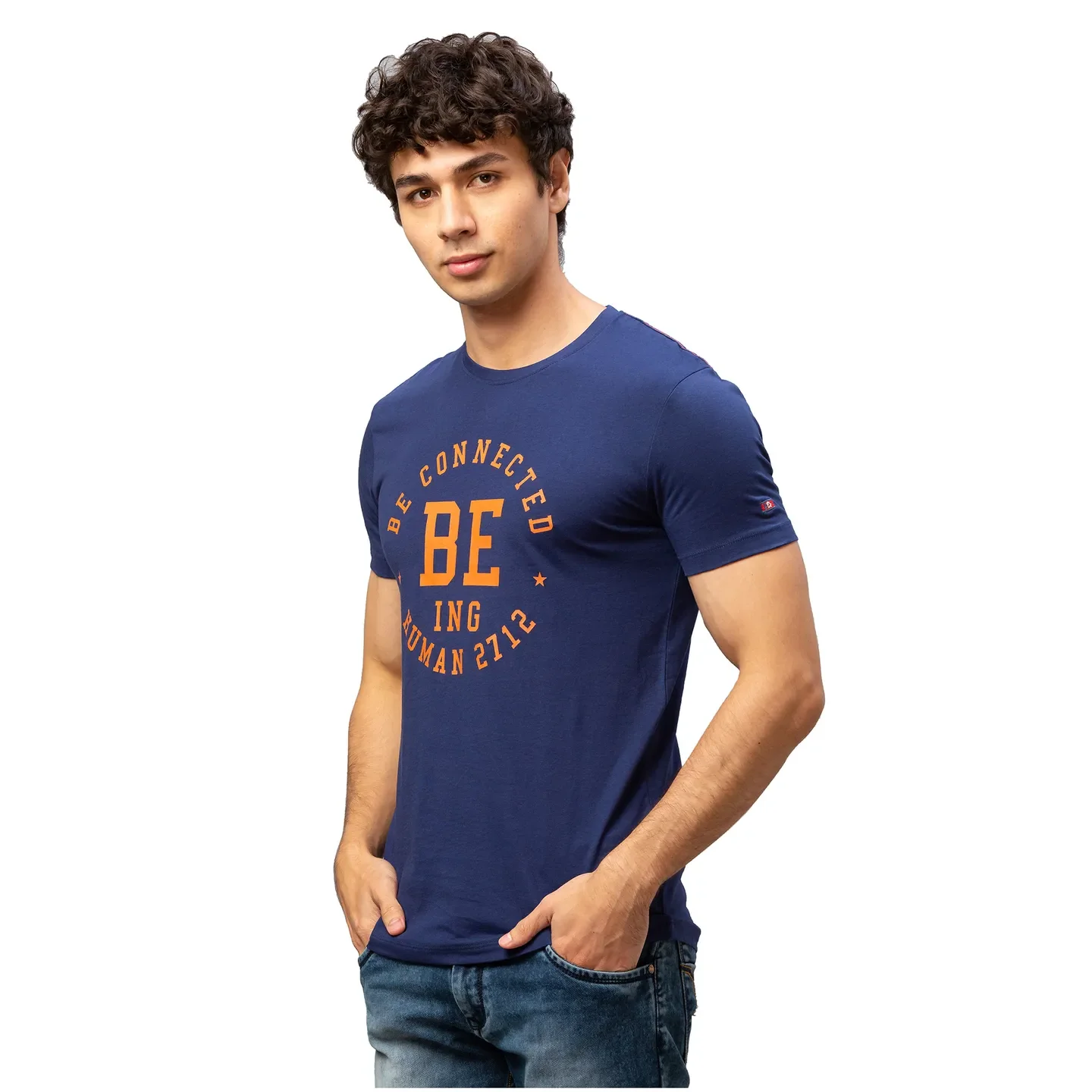 Blue Regular Fit Men's Short Sleeves T-Shirt by Being Human Clothing - Image 2