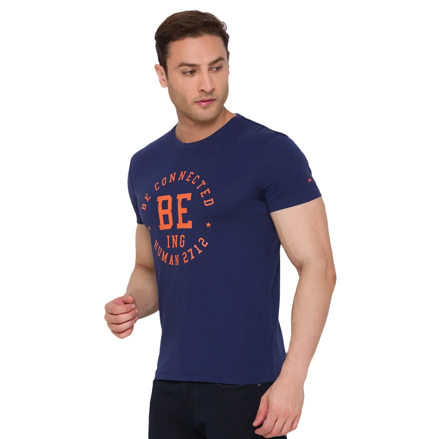Blue Regular Fit Men's Short Sleeves T-Shirt by Being Human Clothing - Image 2