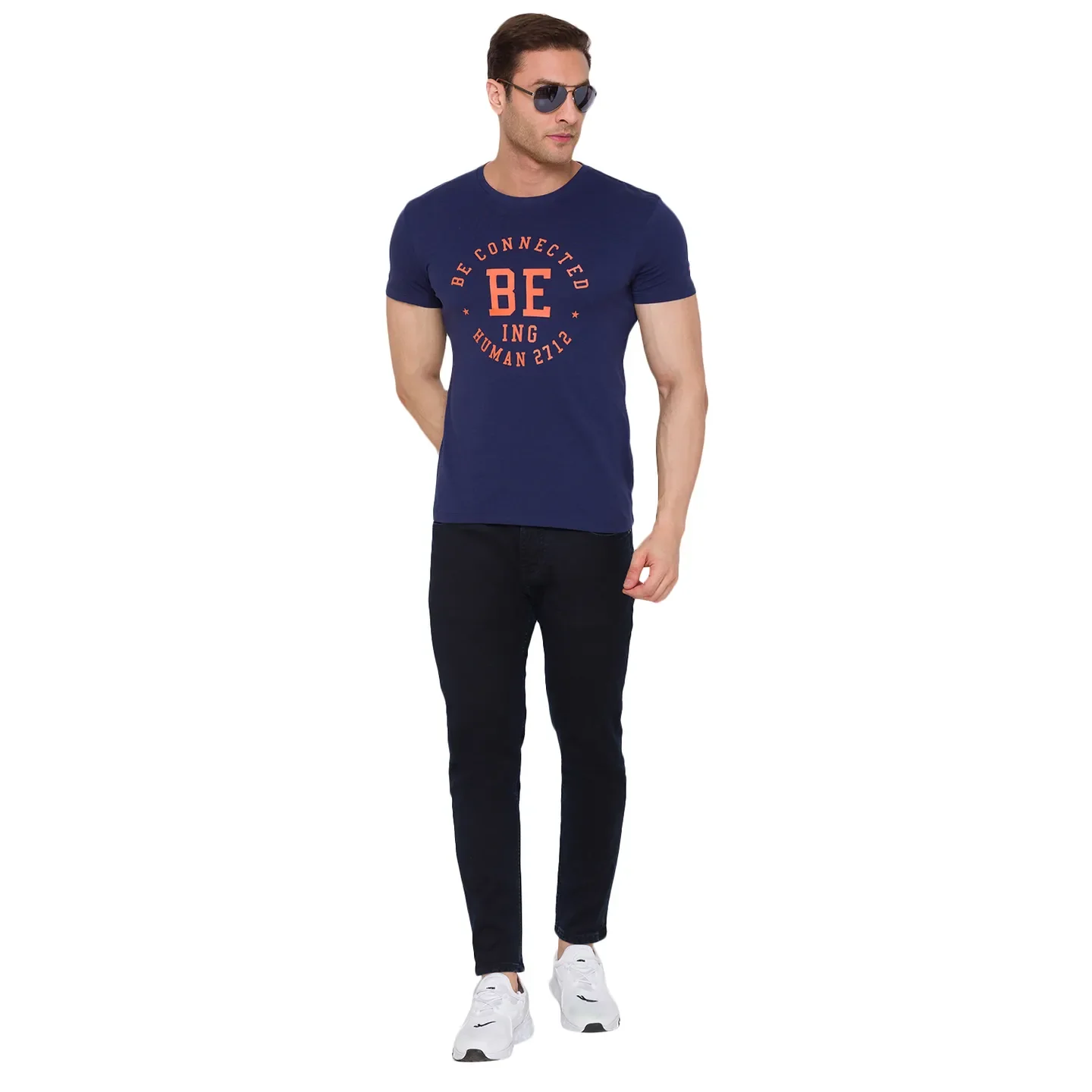 Blue Regular Fit Men's Short Sleeves T-Shirt by Being Human Clothing - Image 6