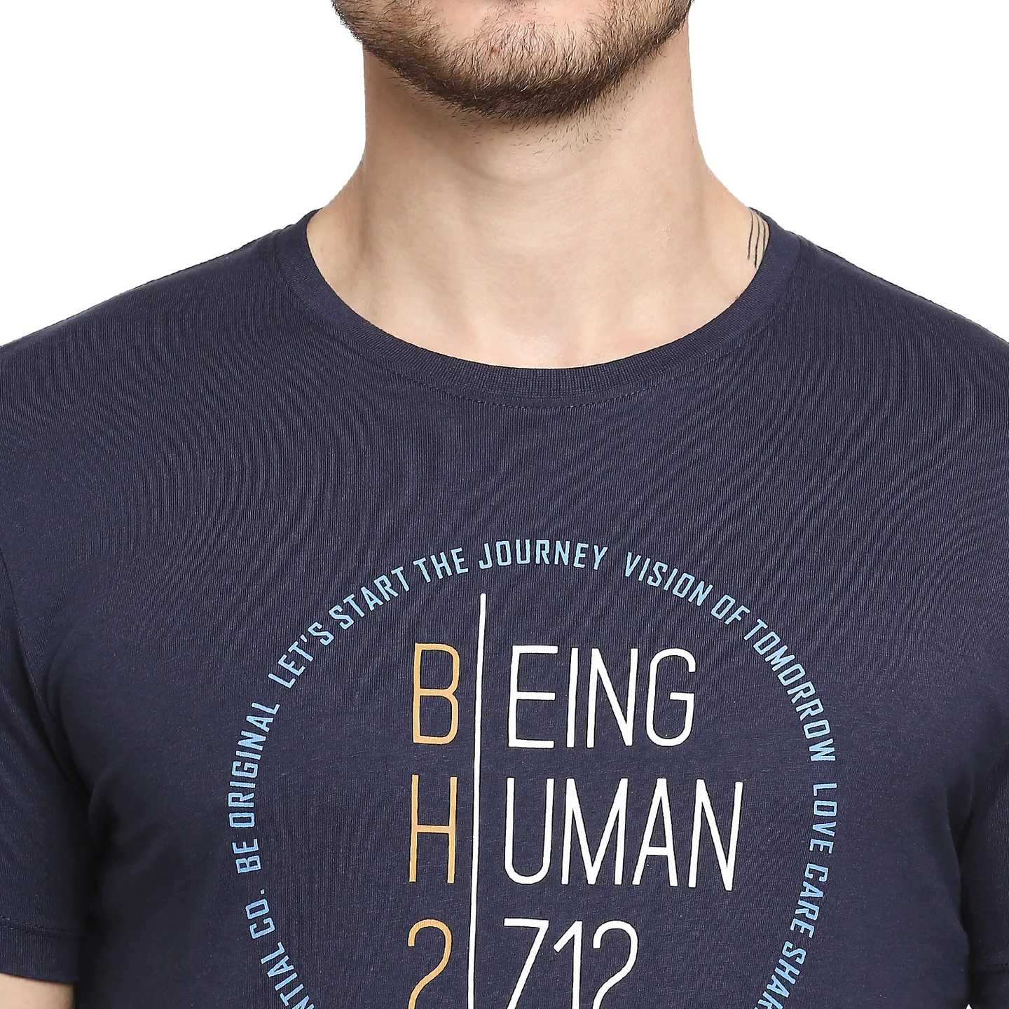 Blue Regular Fit Men's Short Sleeves T-Shirt by Being Human Clothing - Image 2