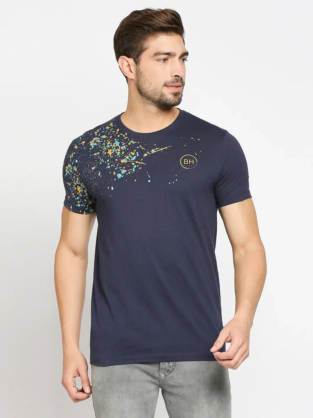 Blue Regular Fit Men's Short Sleeves T-Shirt by Being Human Clothing