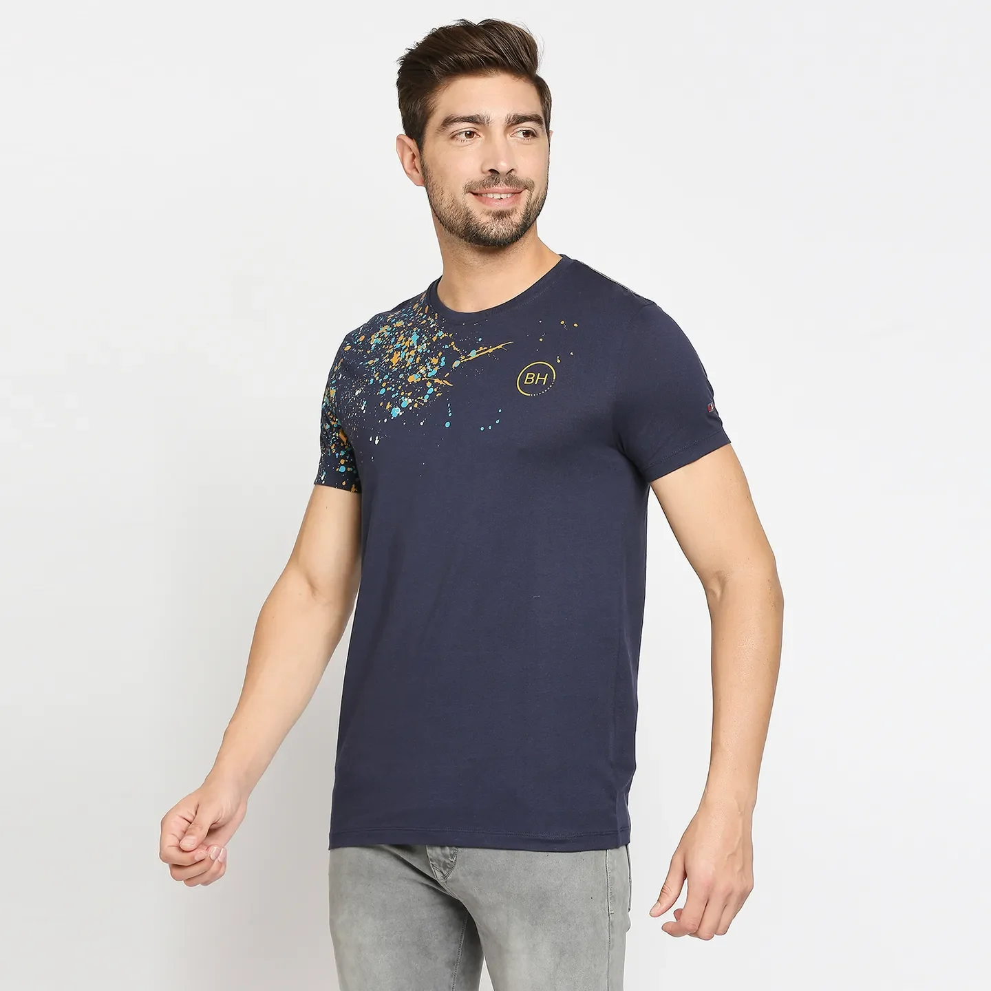 Blue Regular Fit Men's Short Sleeves T-Shirt by Being Human Clothing - Image 2