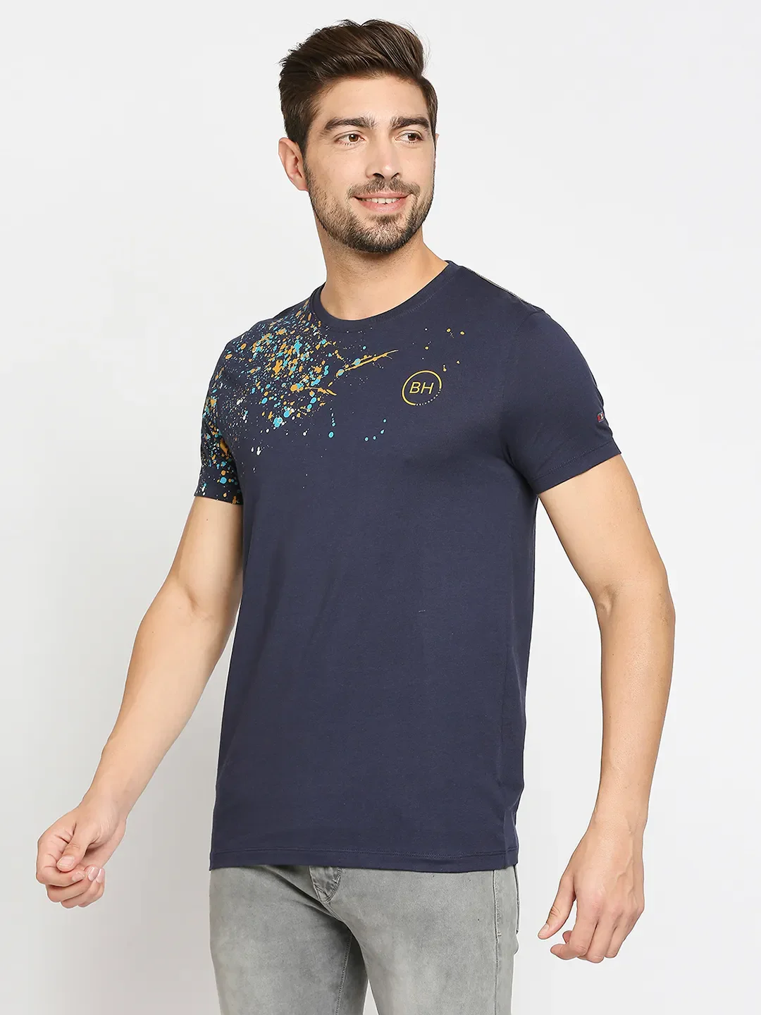 Blue Regular Fit Men's Short Sleeves T-Shirt by Being Human Clothing - Image 5