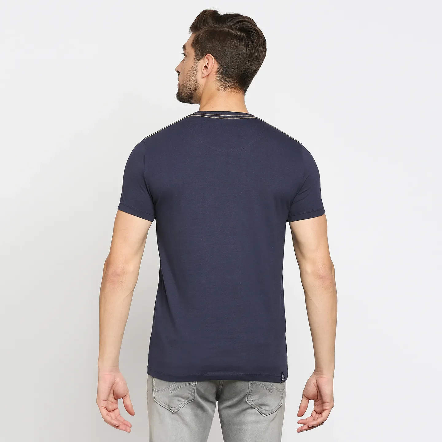 Blue Regular Fit Men's Short Sleeves T-Shirt by Being Human Clothing - Image 6