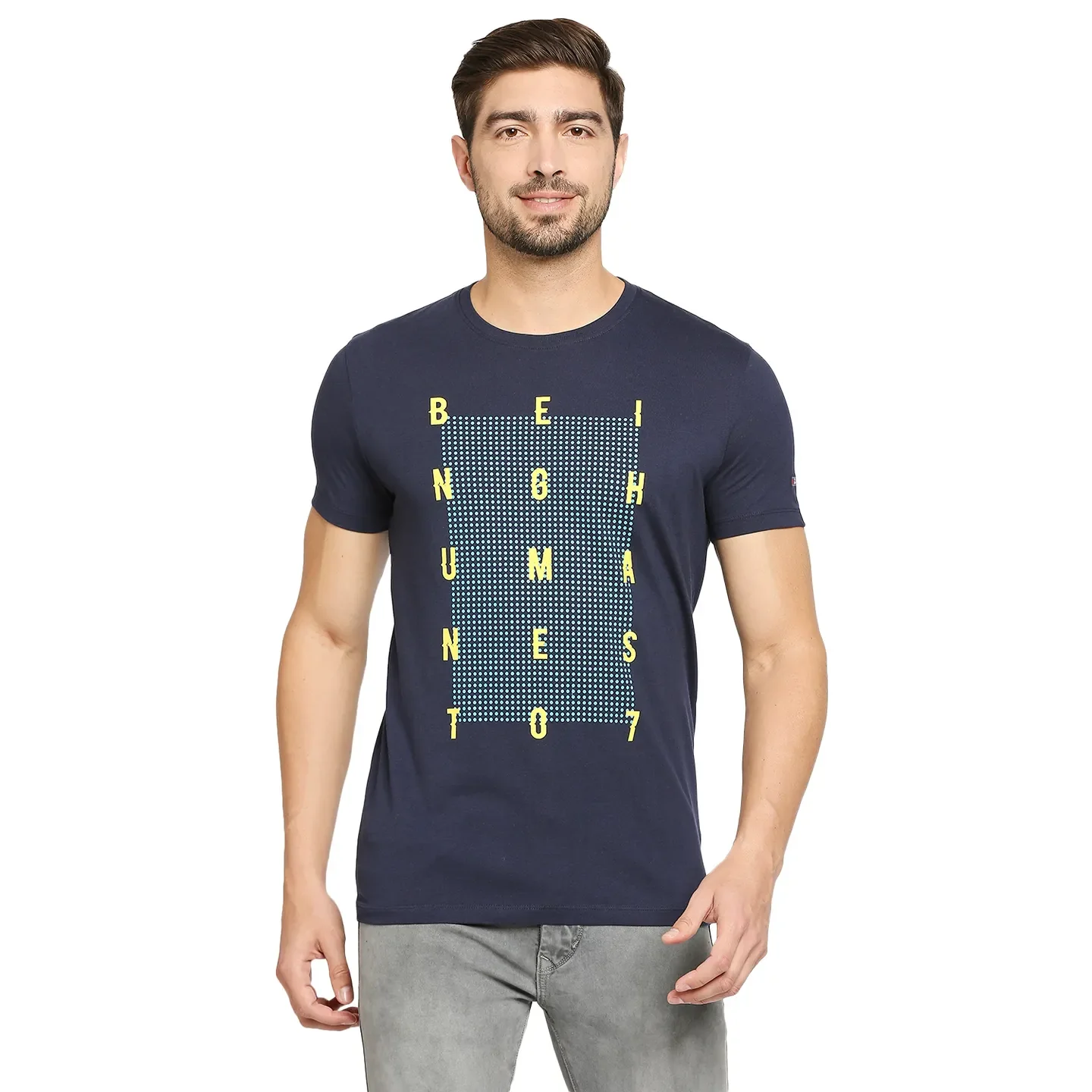 Blue Regular Fit Men's Short Sleeves T-Shirt by Being Human Clothing