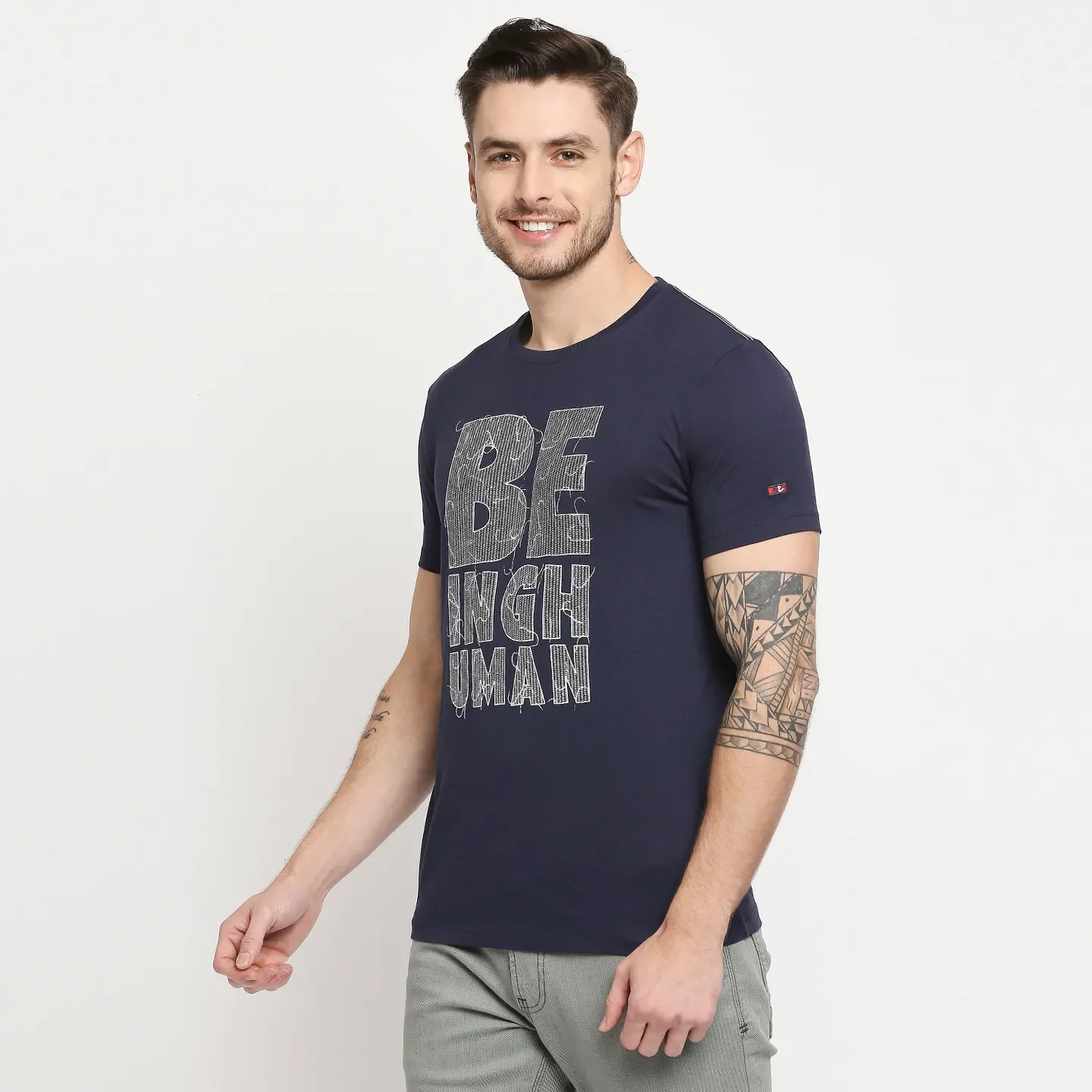 Blue Regular Fit Men's Short Sleeves T-Shirt by Being Human Clothing - Image 2