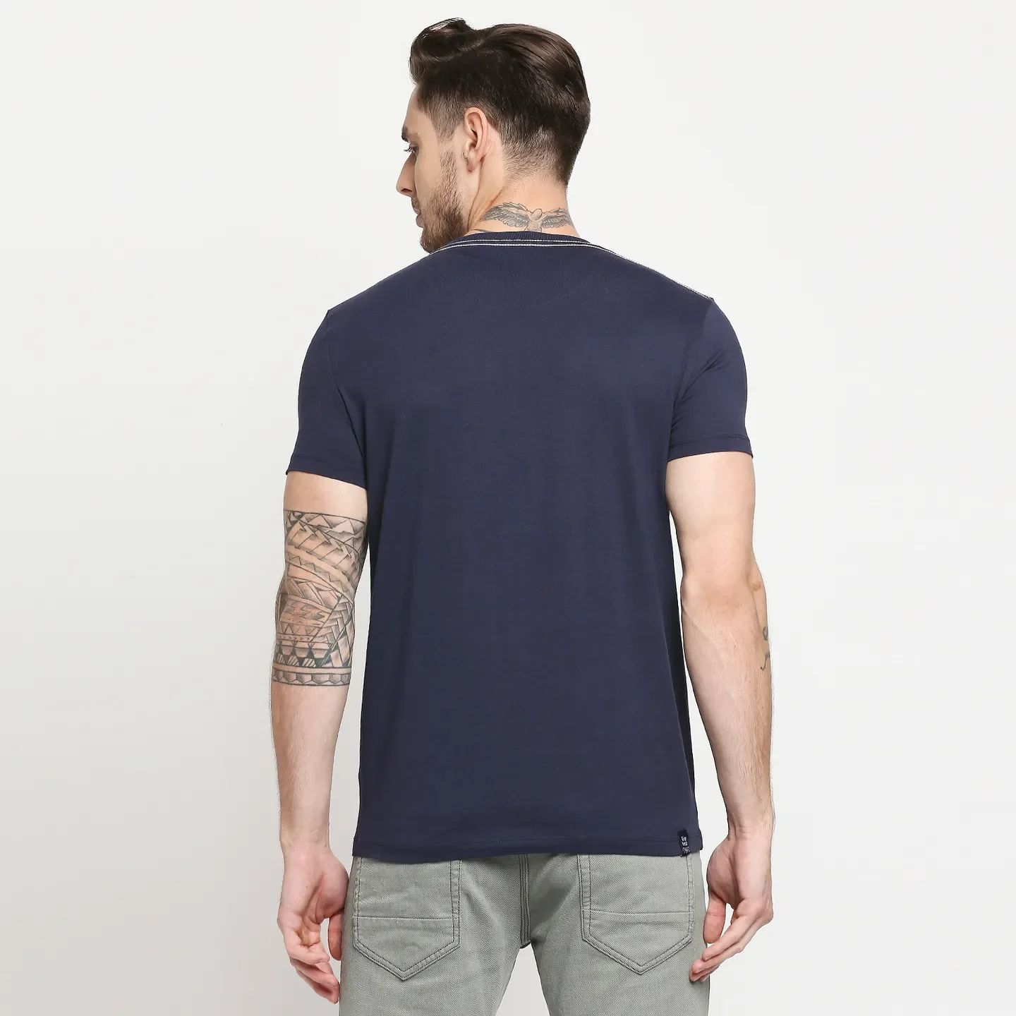 Blue Regular Fit Men's Short Sleeves T-Shirt by Being Human Clothing - Image 6