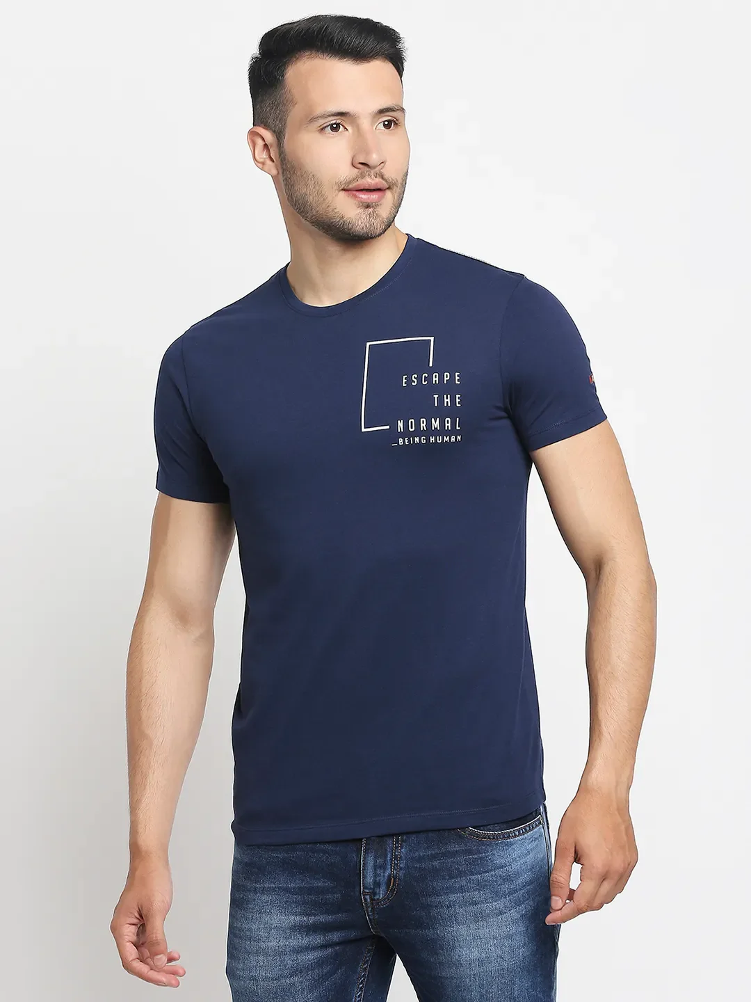 Blue Regular Fit Men's Short Sleeves T-Shirt by Being Human Clothing - Image 10