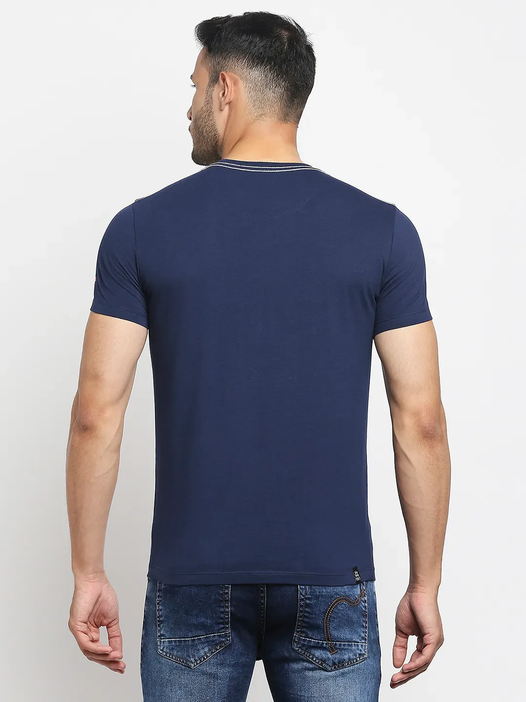 Blue Regular Fit Men's Short Sleeves T-Shirt by Being Human Clothing - Image 3