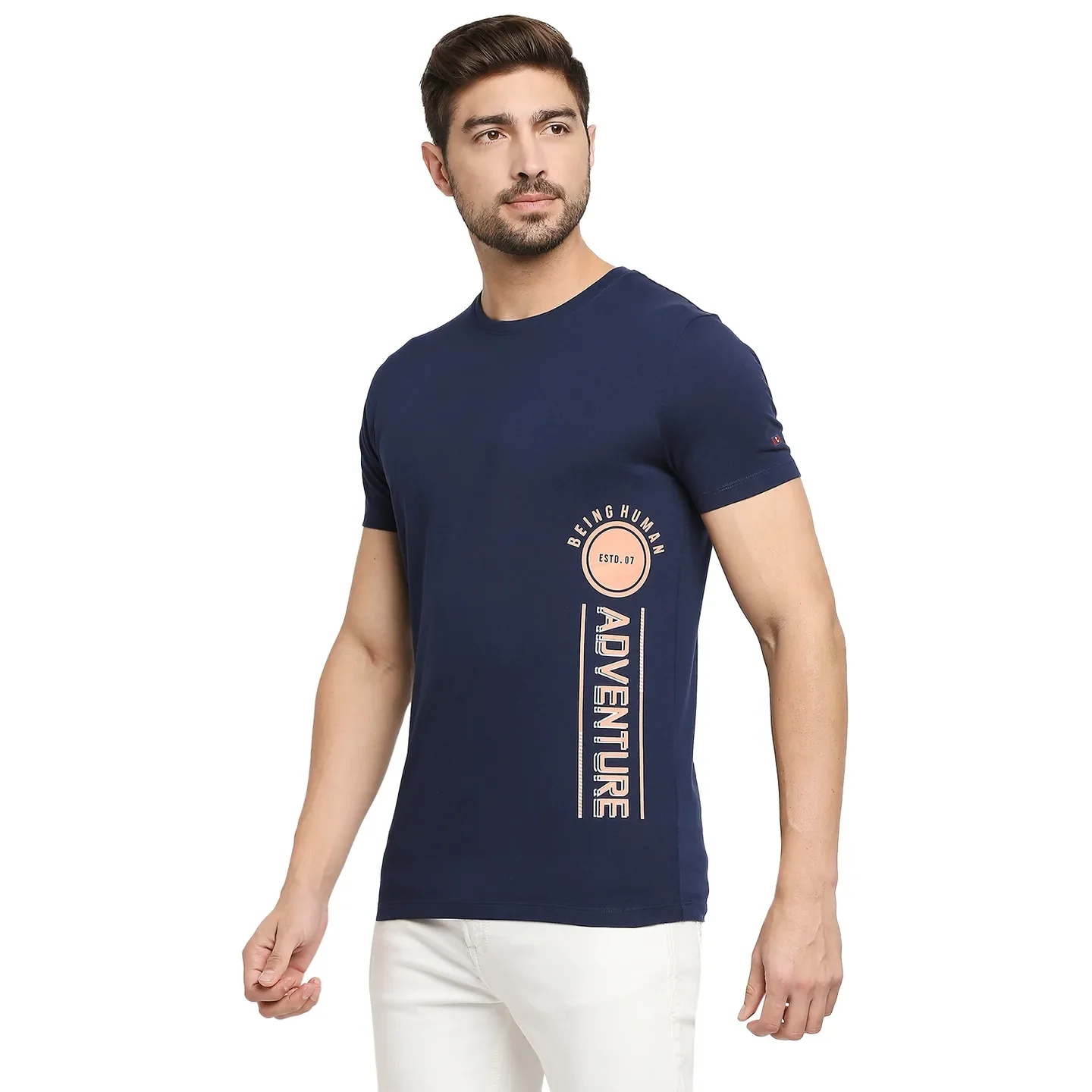 Blue Regular Fit Men's Short Sleeves T-Shirt by Being Human Clothing - Image 2