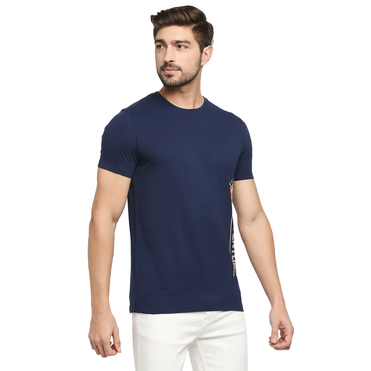 Blue Regular Fit Men's Short Sleeves T-Shirt by Being Human Clothing - Image 3