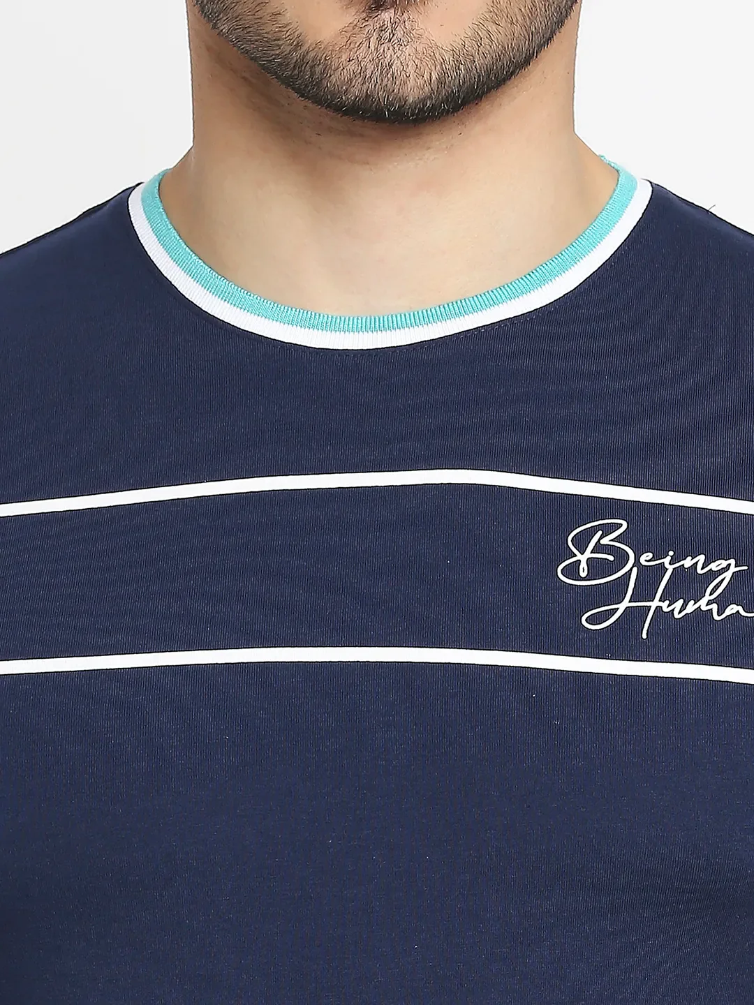 Blue Regular Fit Men's Short Sleeves T-Shirt by Being Human Clothing - Image 9
