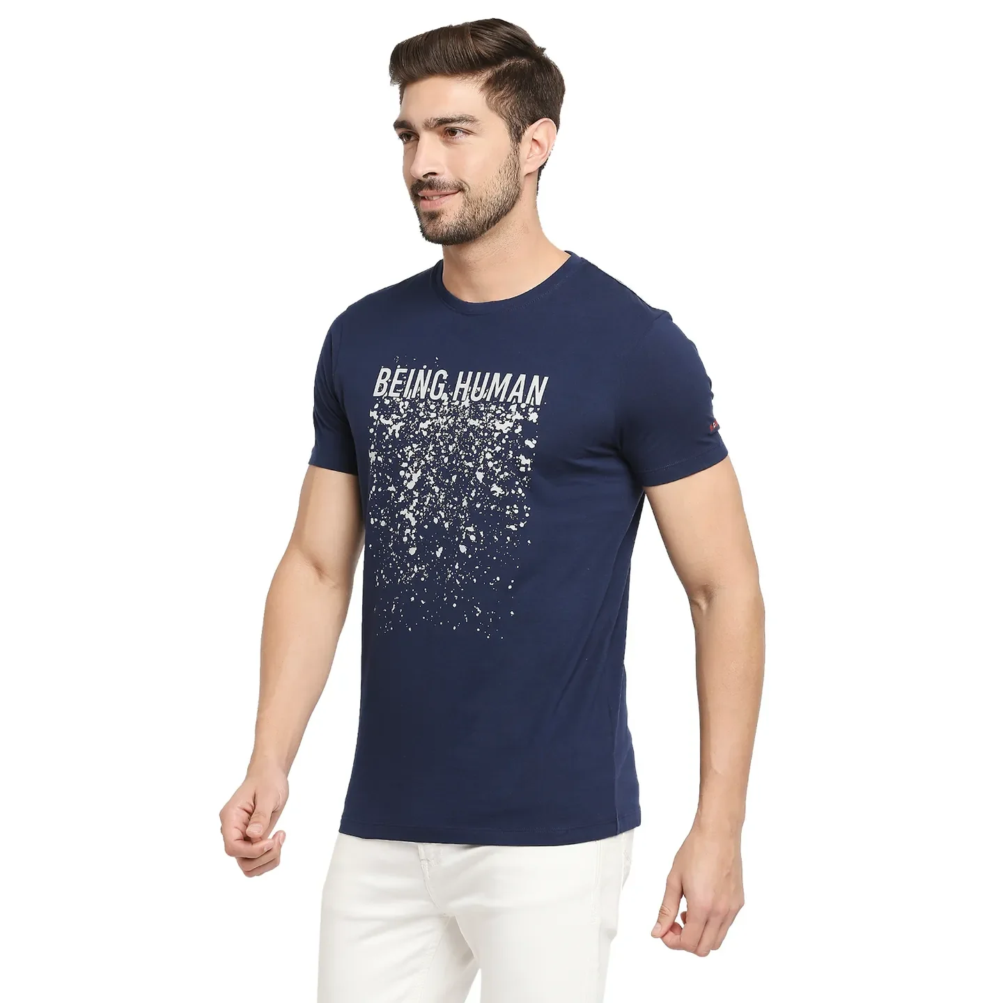 Blue Regular Fit Men's Short Sleeves T-Shirt by Being Human Clothing - Image 2