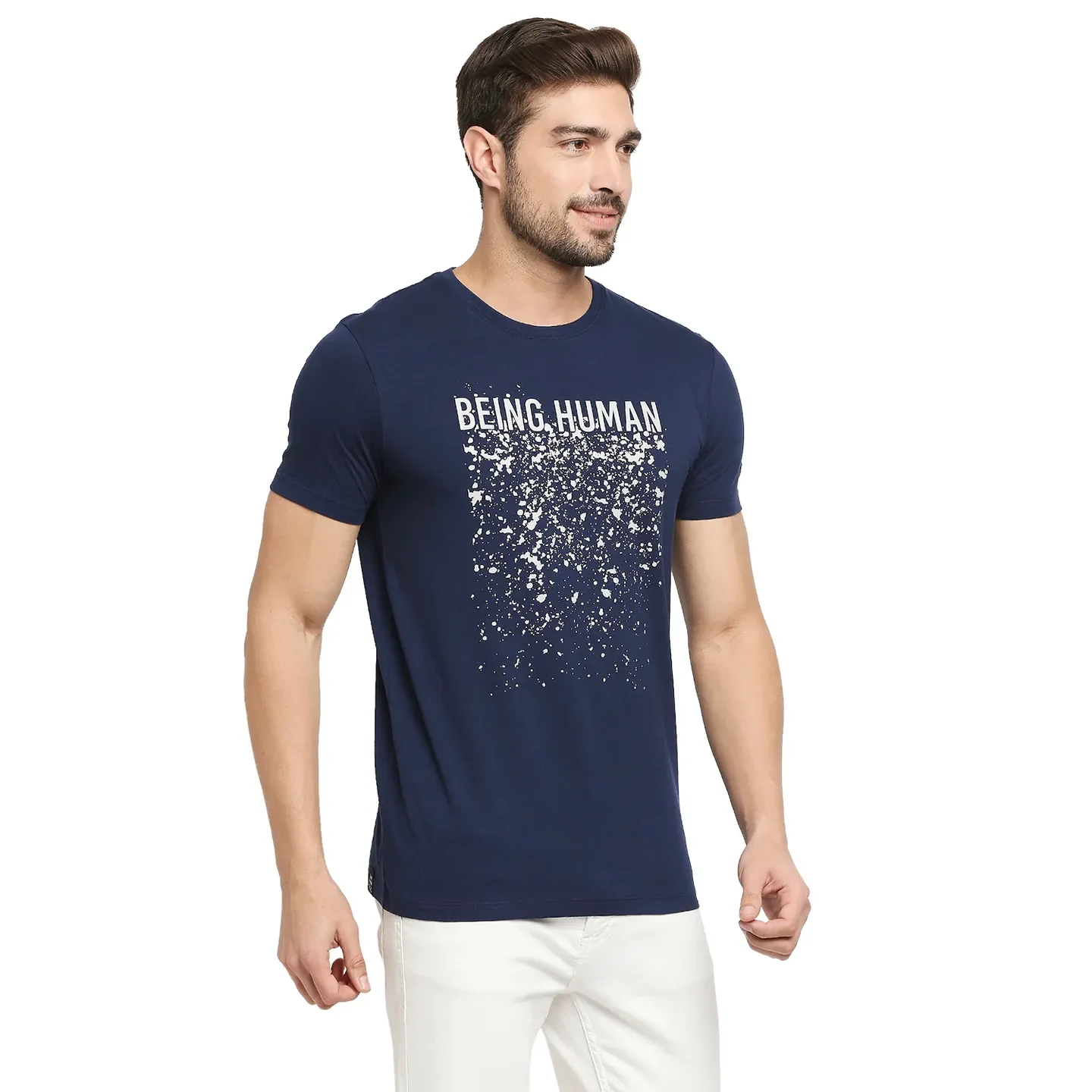 Blue Regular Fit Men's Short Sleeves T-Shirt by Being Human Clothing - Image 3