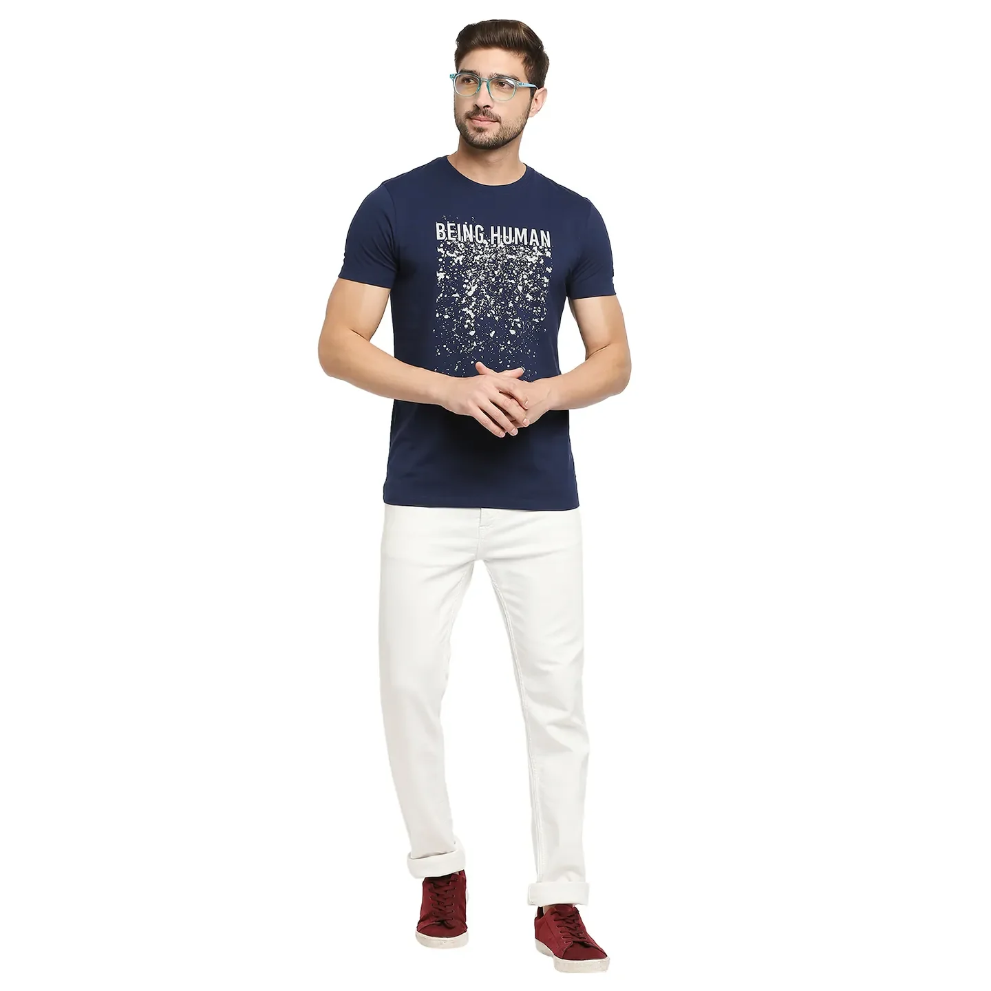 Blue Regular Fit Men's Short Sleeves T-Shirt by Being Human Clothing - Image 6