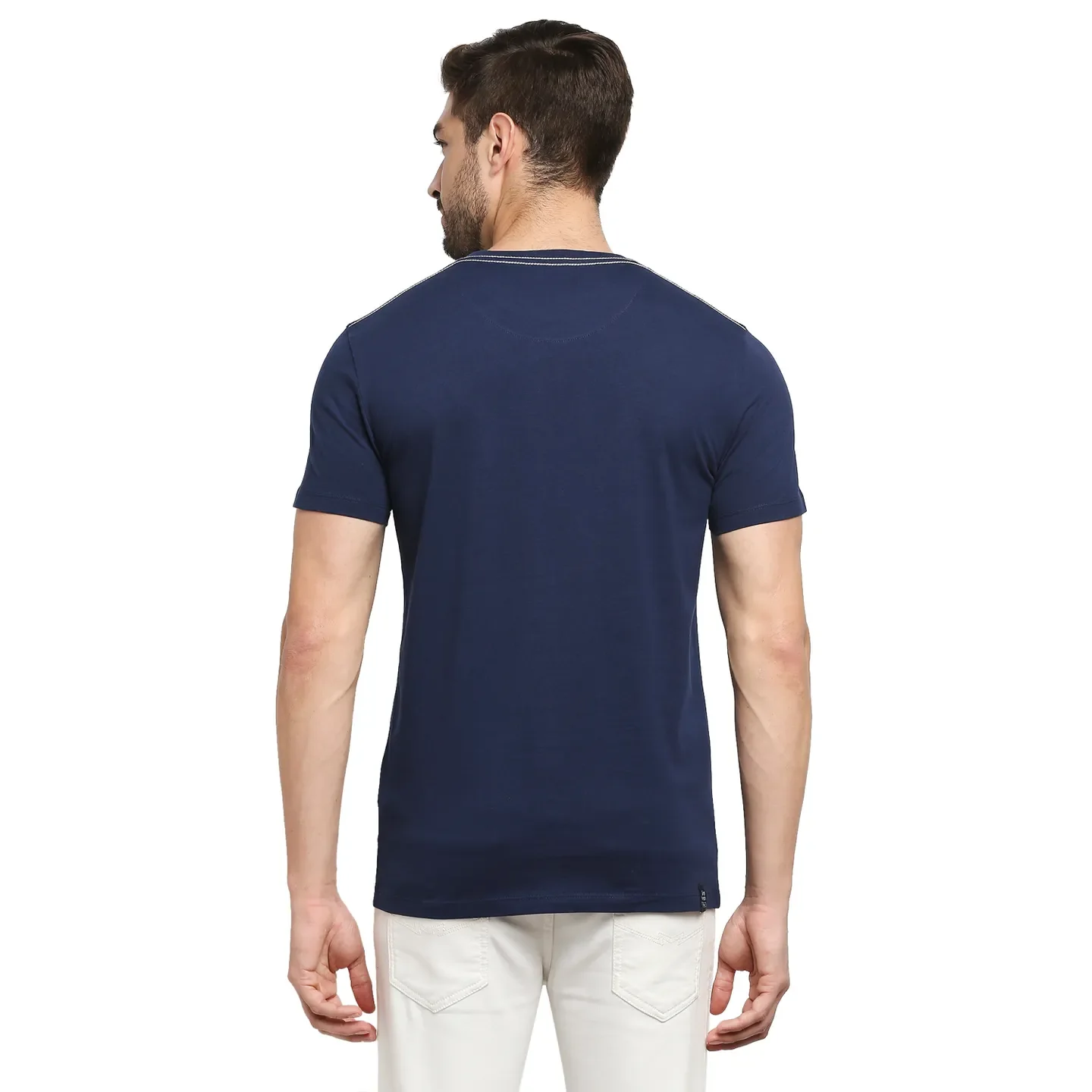 Blue Regular Fit Men's Short Sleeves T-Shirt by Being Human Clothing - Image 4