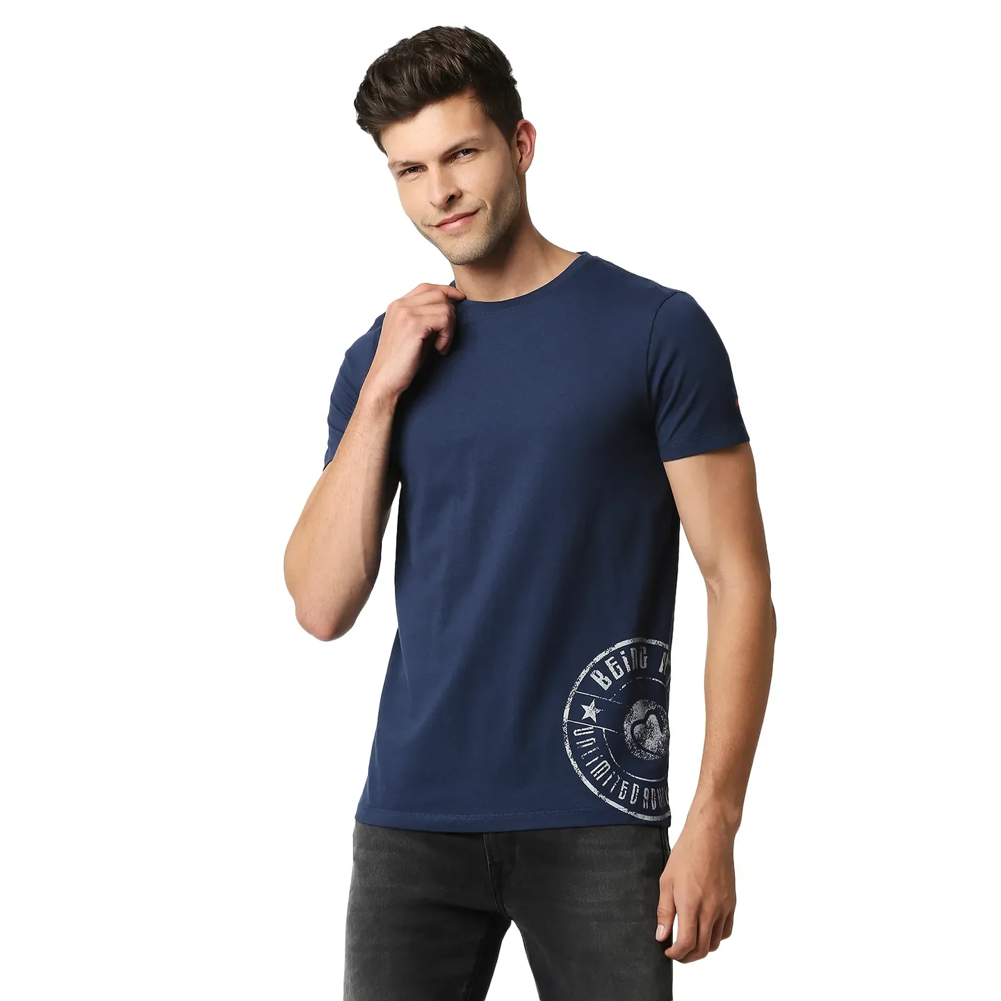 Blue Regular Fit Men's Short Sleeves T-Shirt by Being Human Clothing
