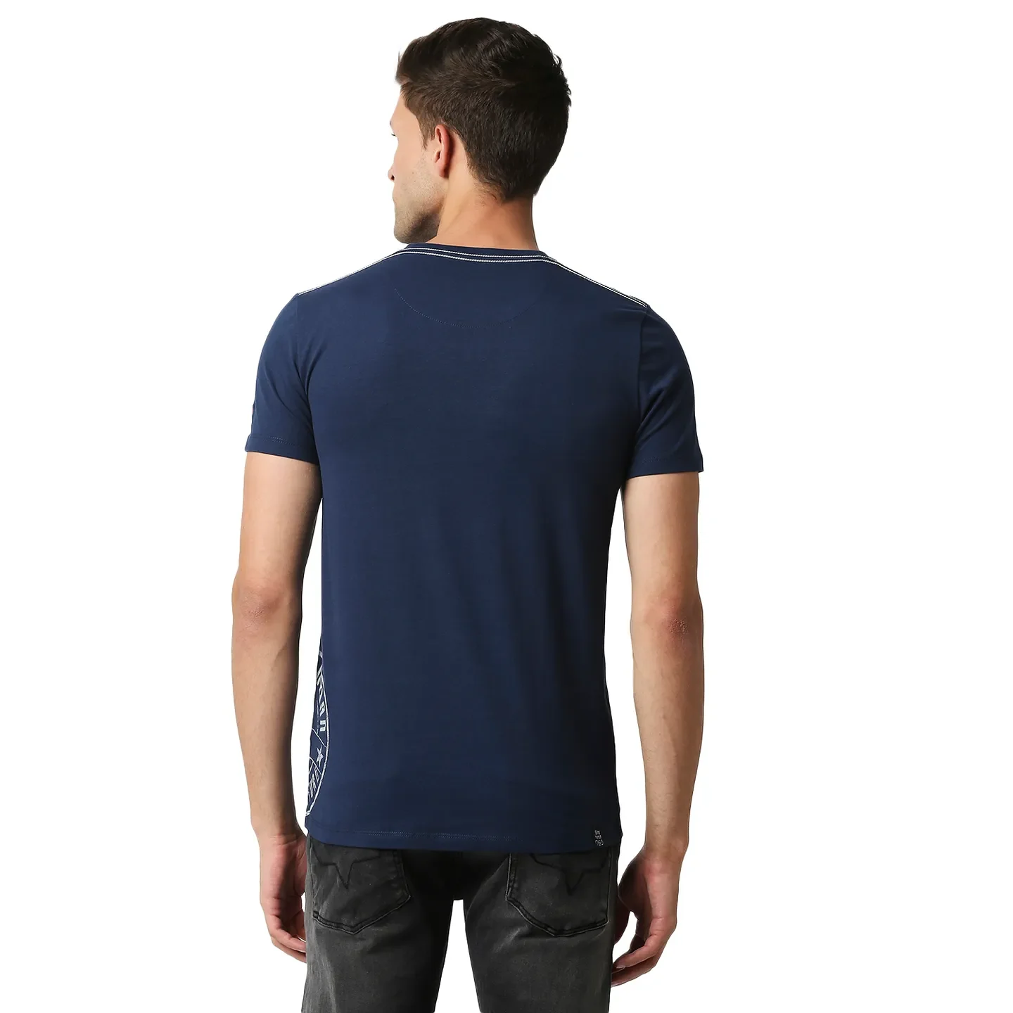 Blue Regular Fit Men's Short Sleeves T-Shirt by Being Human Clothing - Image 4