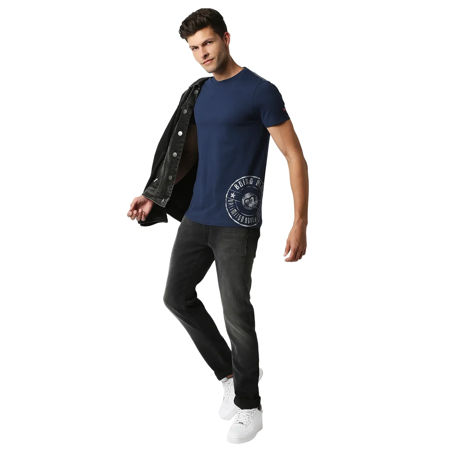Blue Regular Fit Men's Short Sleeves T-Shirt by Being Human Clothing - Image 6