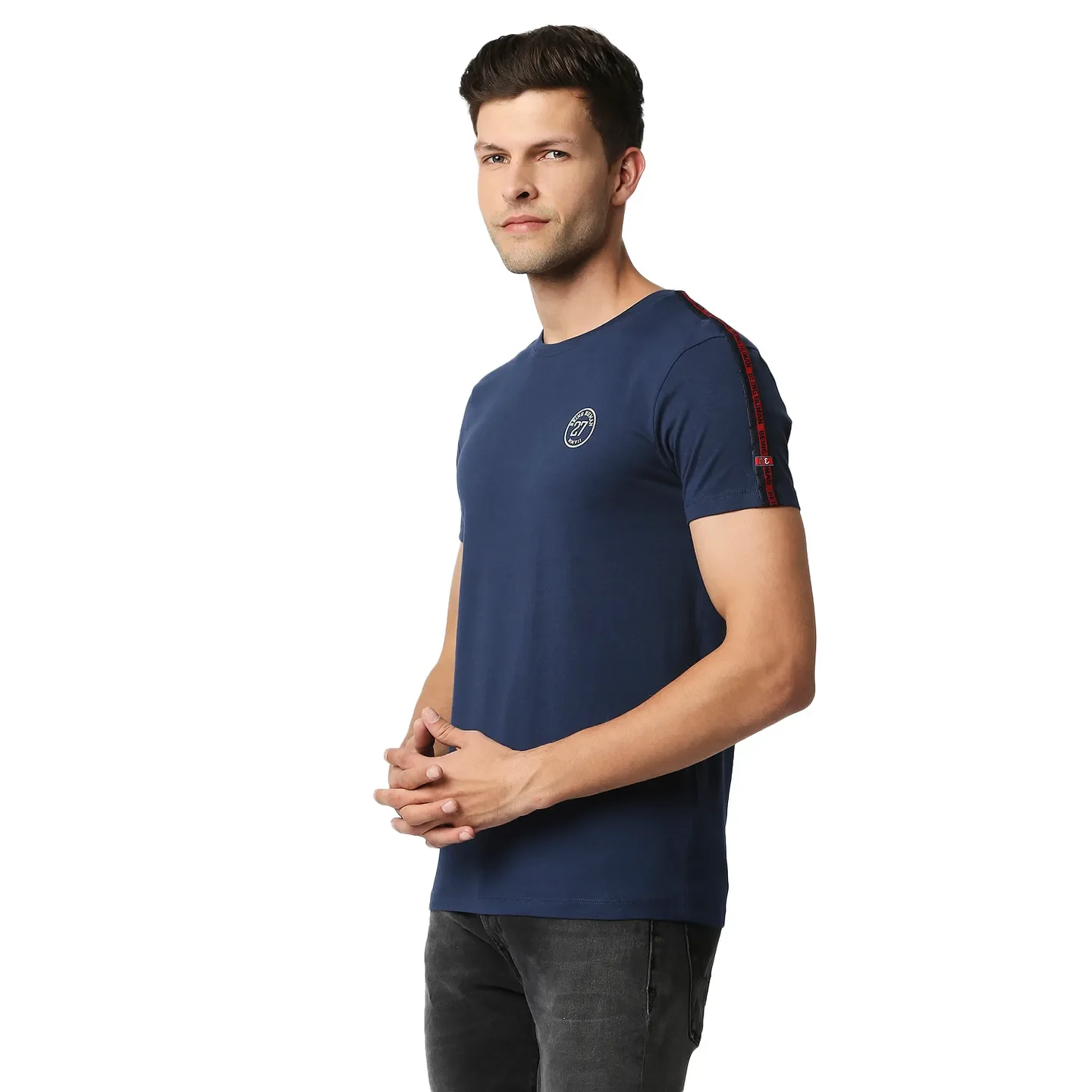 Blue Regular Fit Men's Short Sleeves T-Shirt by Being Human Clothing - Image 2