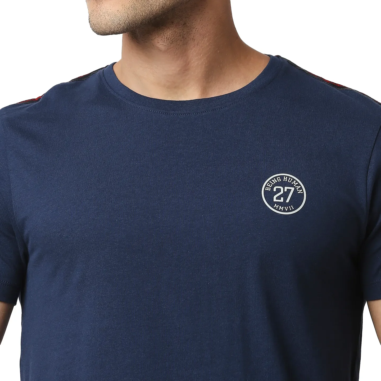 Blue Regular Fit Men's Short Sleeves T-Shirt by Being Human Clothing - Image 4
