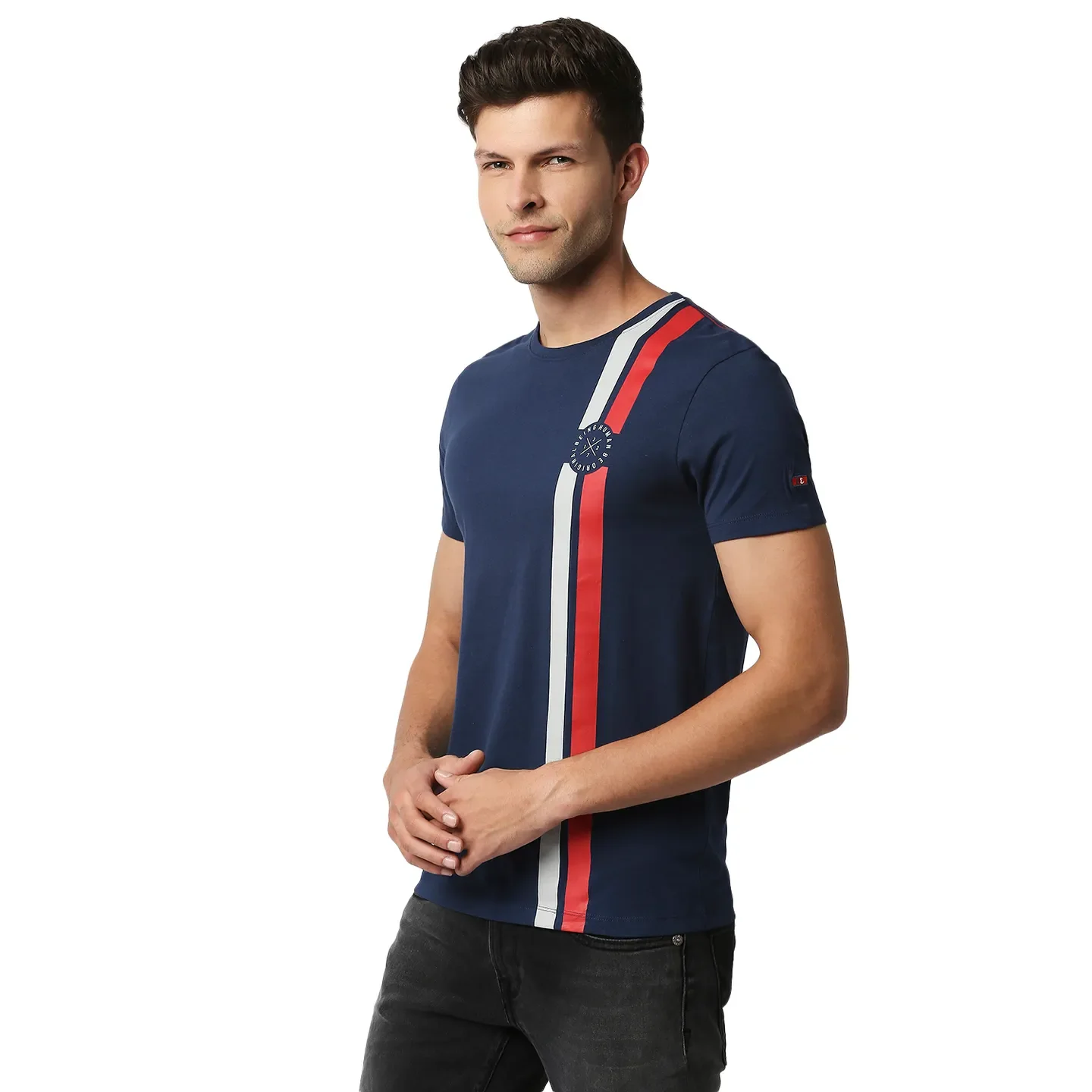 Blue Regular Fit Men's Short Sleeves T-Shirt by Being Human Clothing - Image 2
