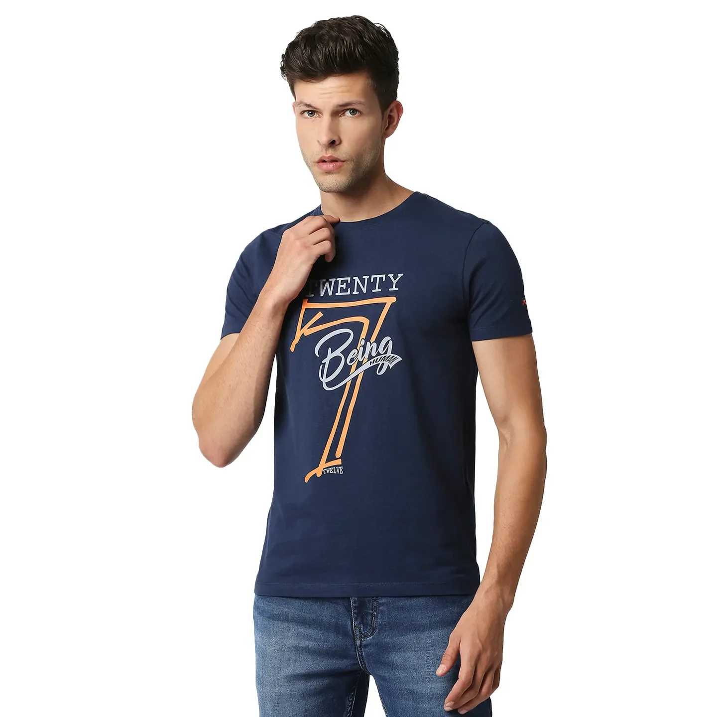 Blue Regular Fit Men's Short Sleeves T-Shirt by Being Human Clothing
