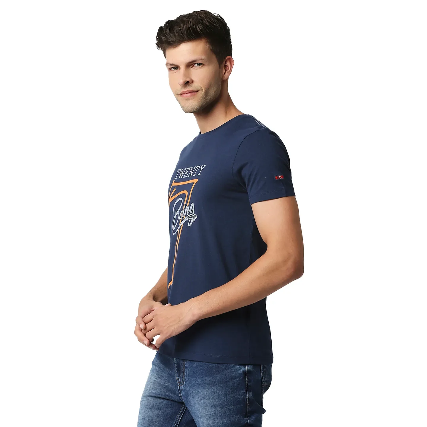 Blue Regular Fit Men's Short Sleeves T-Shirt by Being Human Clothing - Image 2