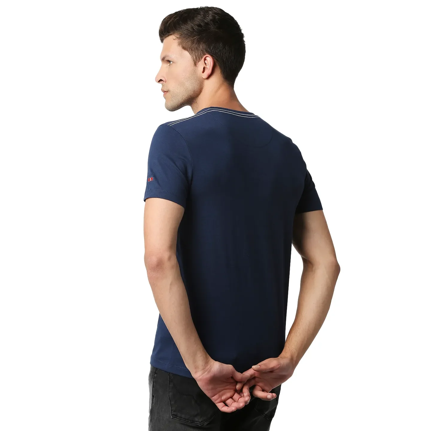 Blue Regular Fit Men's Short Sleeves T-Shirt by Being Human Clothing - Image 4