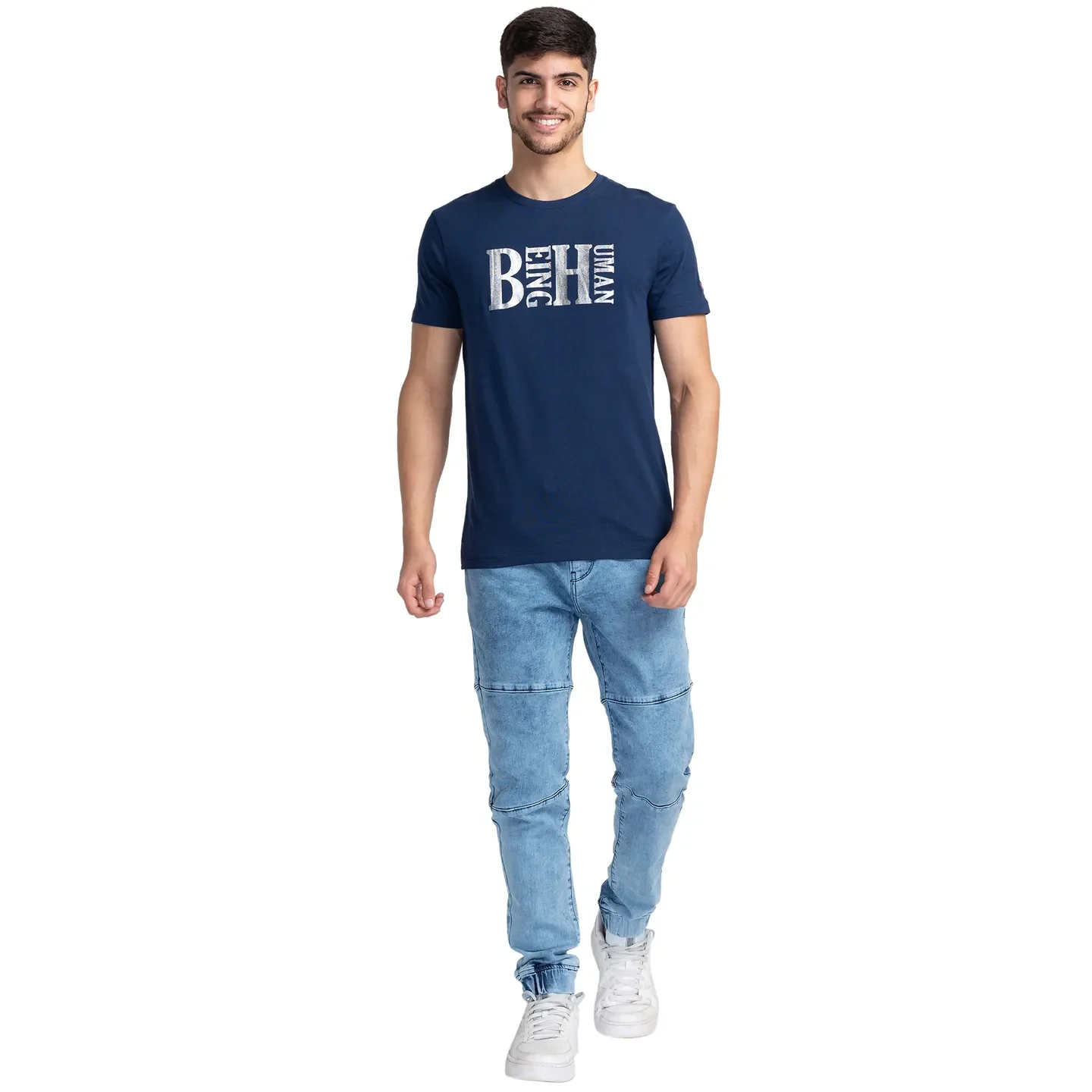 Blue Regular Fit Men's Short Sleeves T-Shirt by Being Human Clothing - Image 2