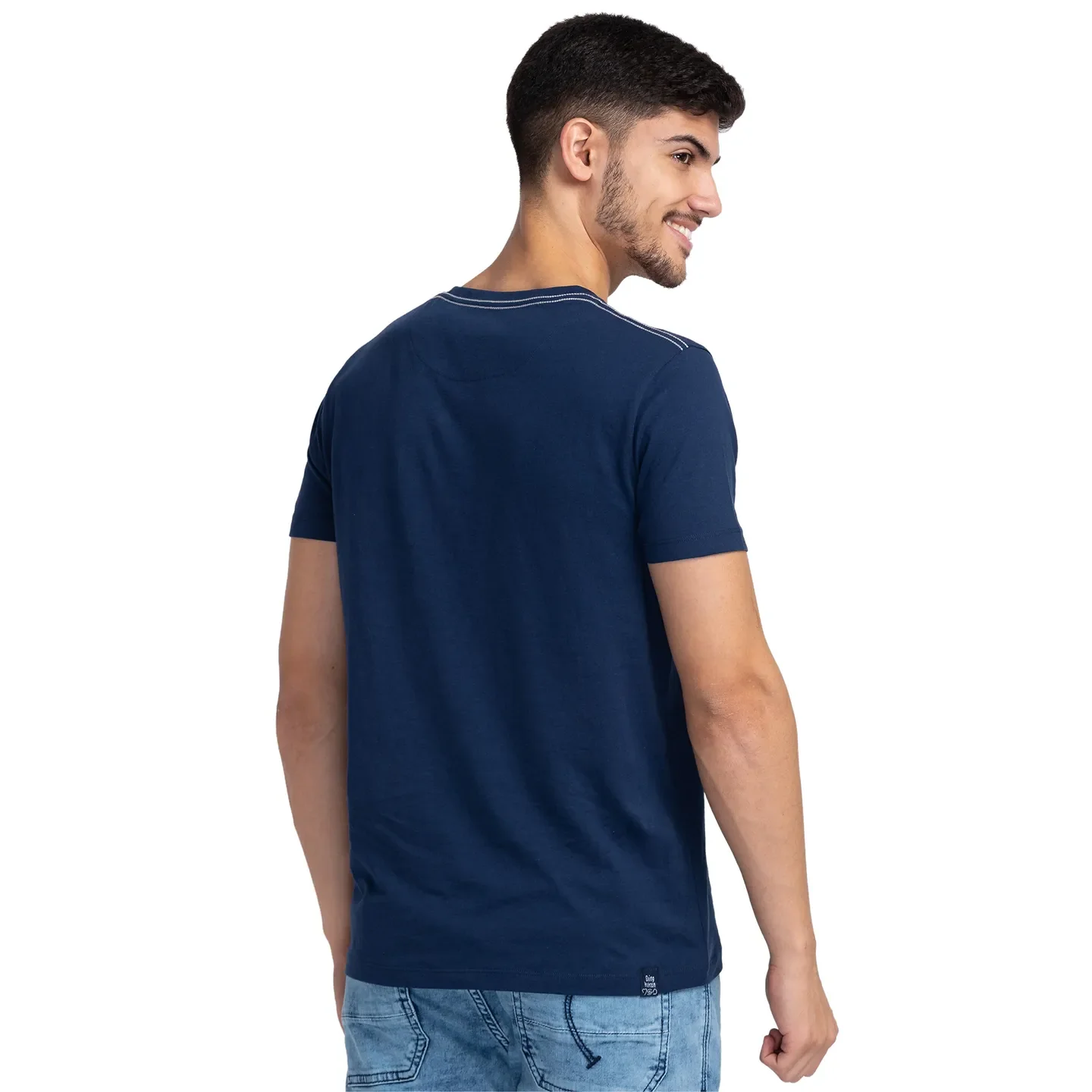 Blue Regular Fit Men's Short Sleeves T-Shirt by Being Human Clothing - Image 3