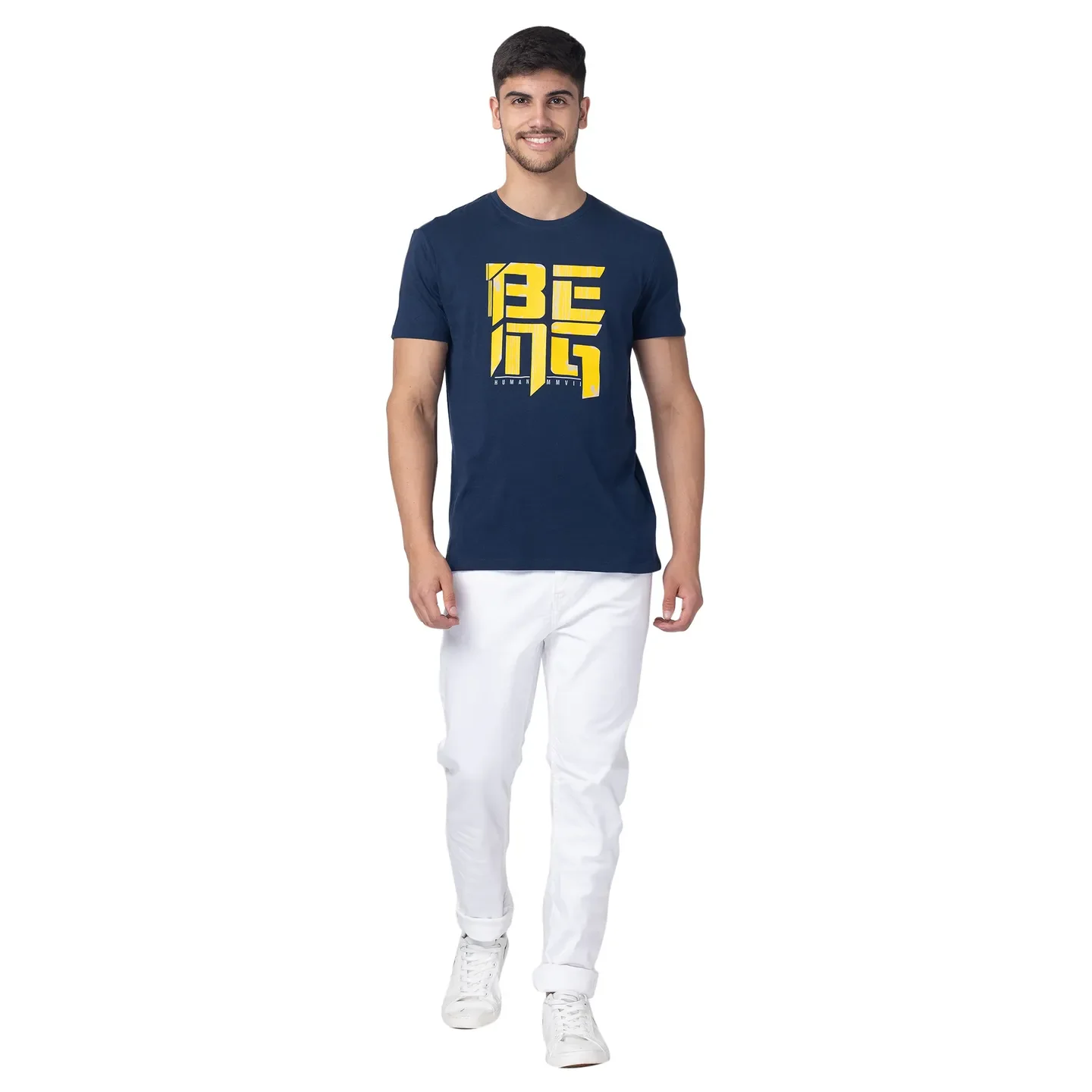 Blue Regular Fit Men's Short Sleeves T-Shirt by Being Human Clothing - Image 5