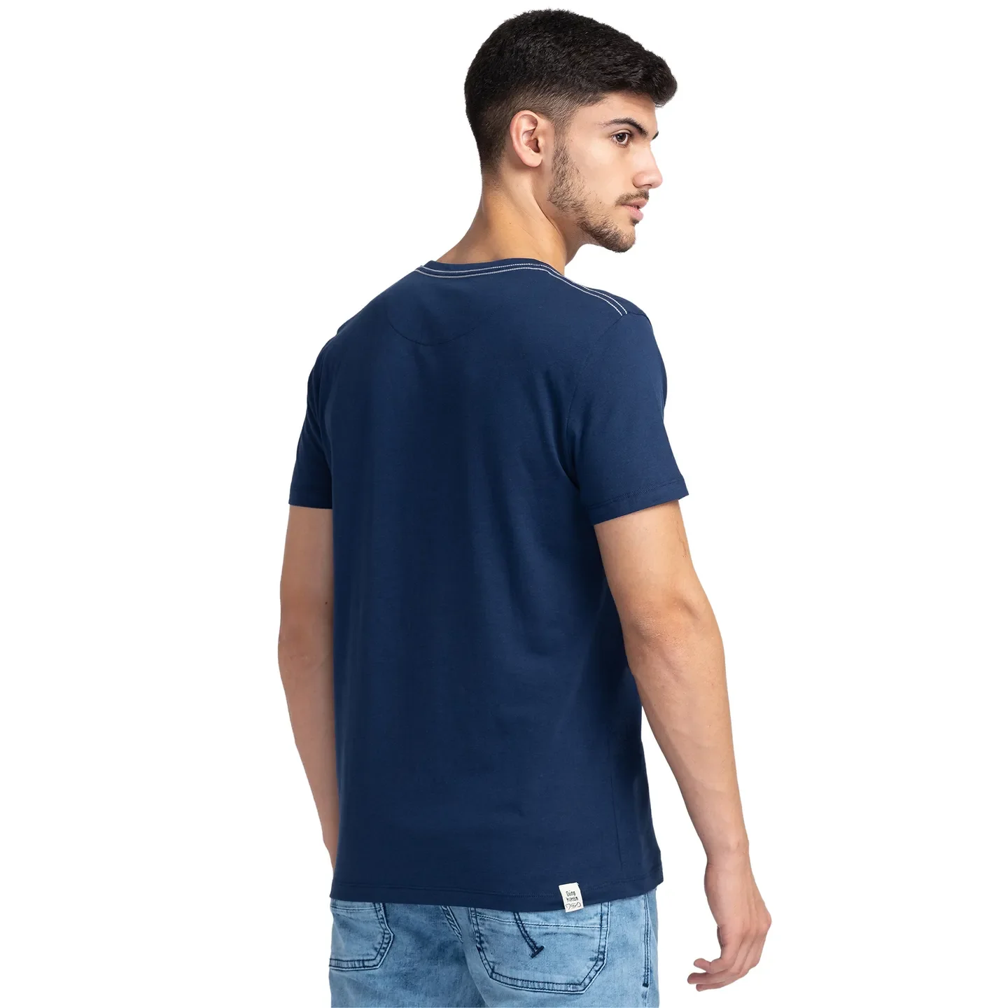 Blue Regular Fit Men's Short Sleeves T-Shirt by Being Human Clothing - Image 3