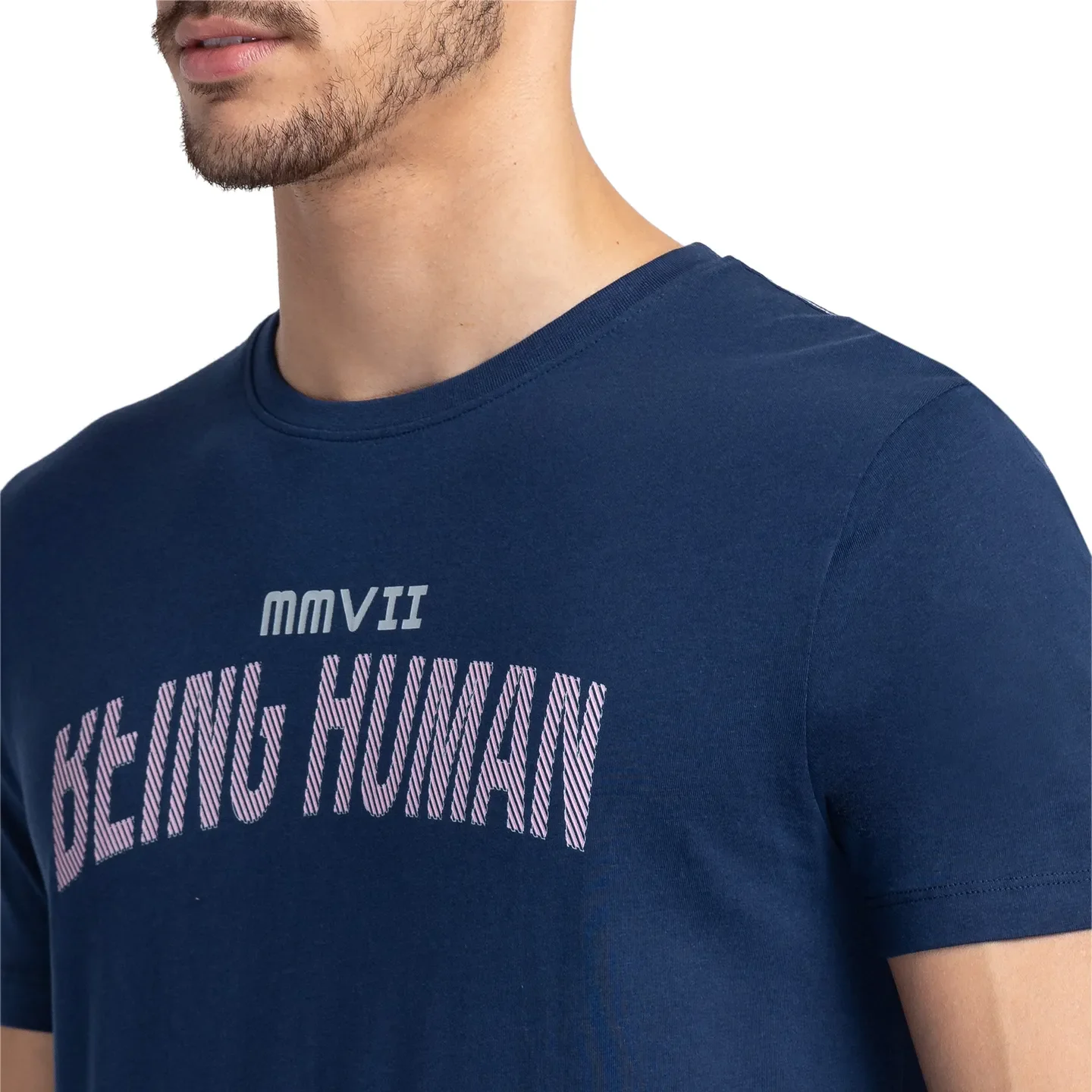 Blue Regular Fit Men's Short Sleeves T-Shirt by Being Human Clothing - Image 5