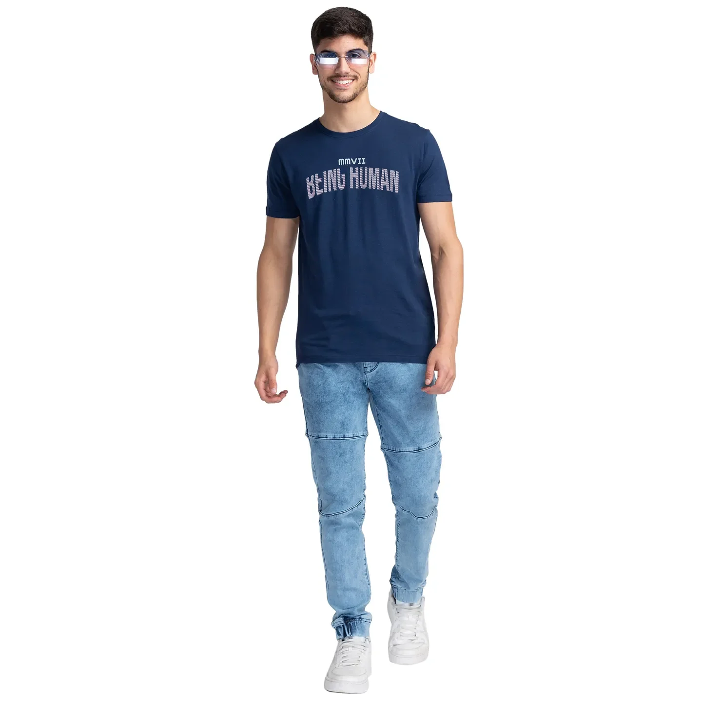 Blue Regular Fit Men's Short Sleeves T-Shirt by Being Human Clothing - Image 6