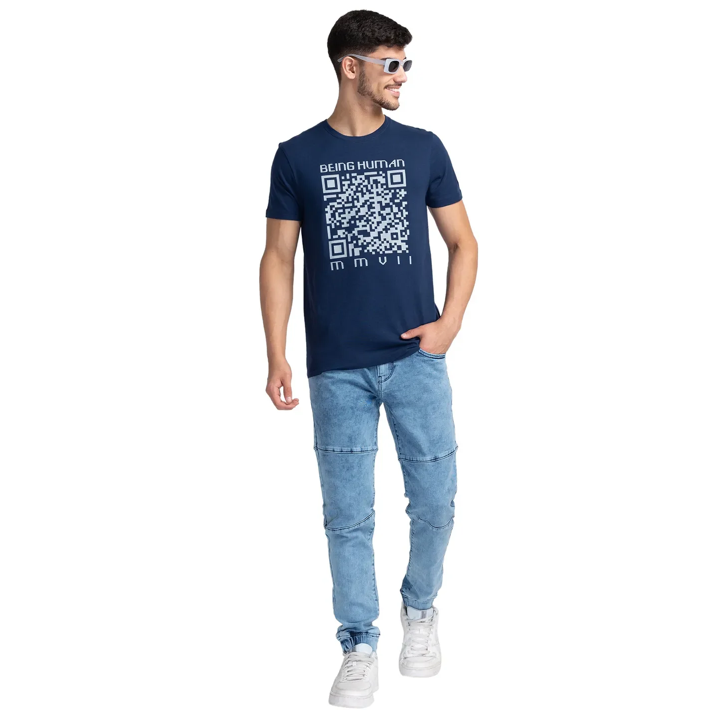 Blue Regular Fit Men's Short Sleeves T-Shirt by Being Human Clothing - Image 6