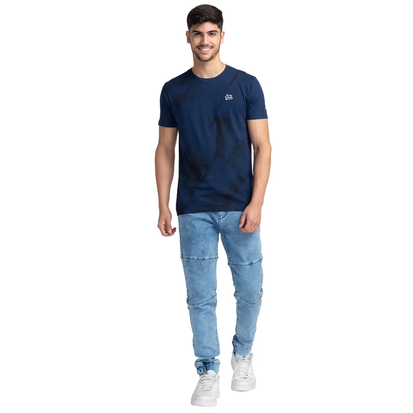 Blue Regular Fit Men's Short Sleeves T-Shirt by Being Human Clothing - Image 2