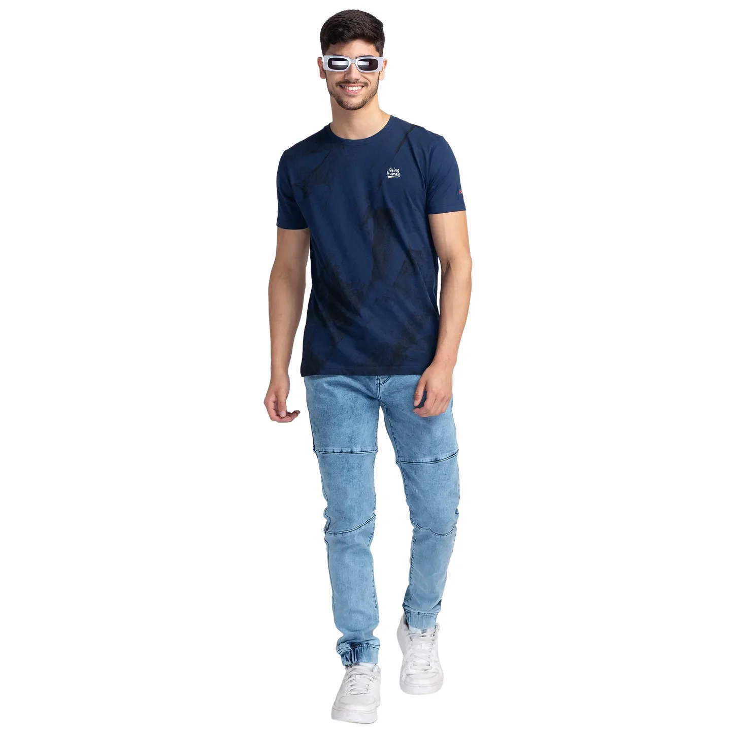 Blue Regular Fit Men's Short Sleeves T-Shirt by Being Human Clothing - Image 6