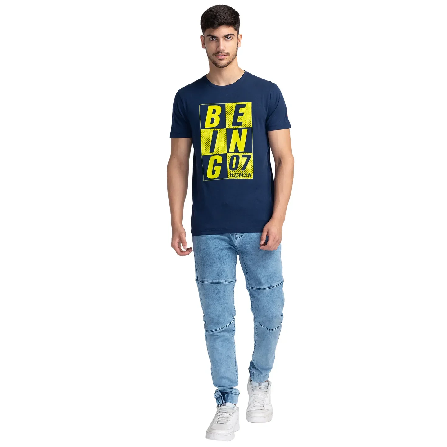 Blue Regular Fit Men's Short Sleeves T-Shirt by Being Human Clothing - Image 2