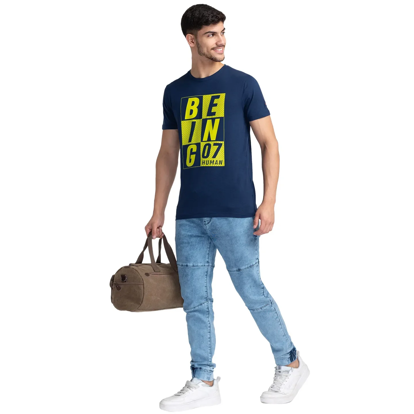 Blue Regular Fit Men's Short Sleeves T-Shirt by Being Human Clothing - Image 6